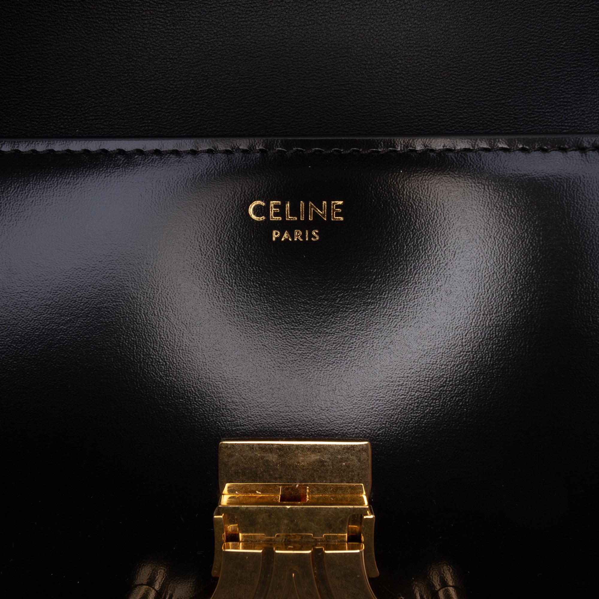 Celine Shiny Calfskin Triomphe Claude Shoulder Bag