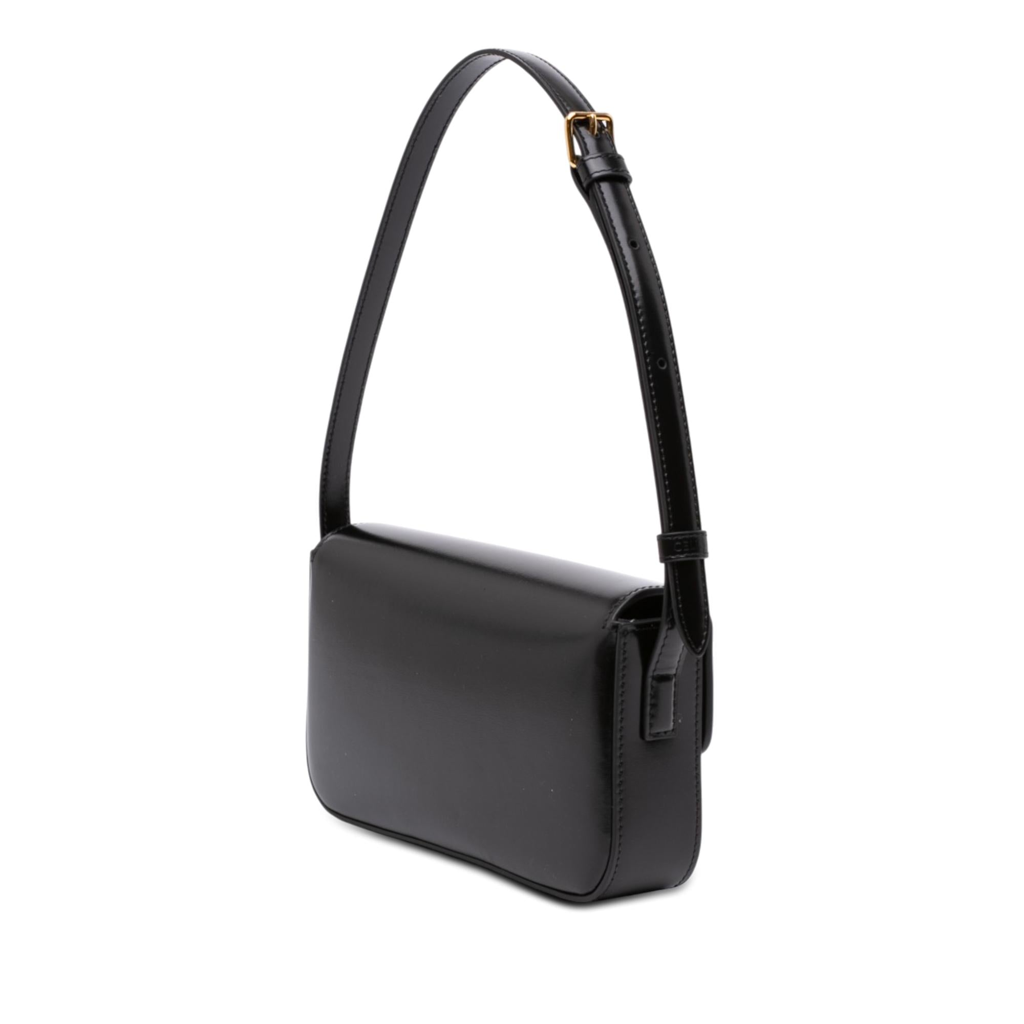 Celine Shiny Calfskin Triomphe Claude Shoulder Bag