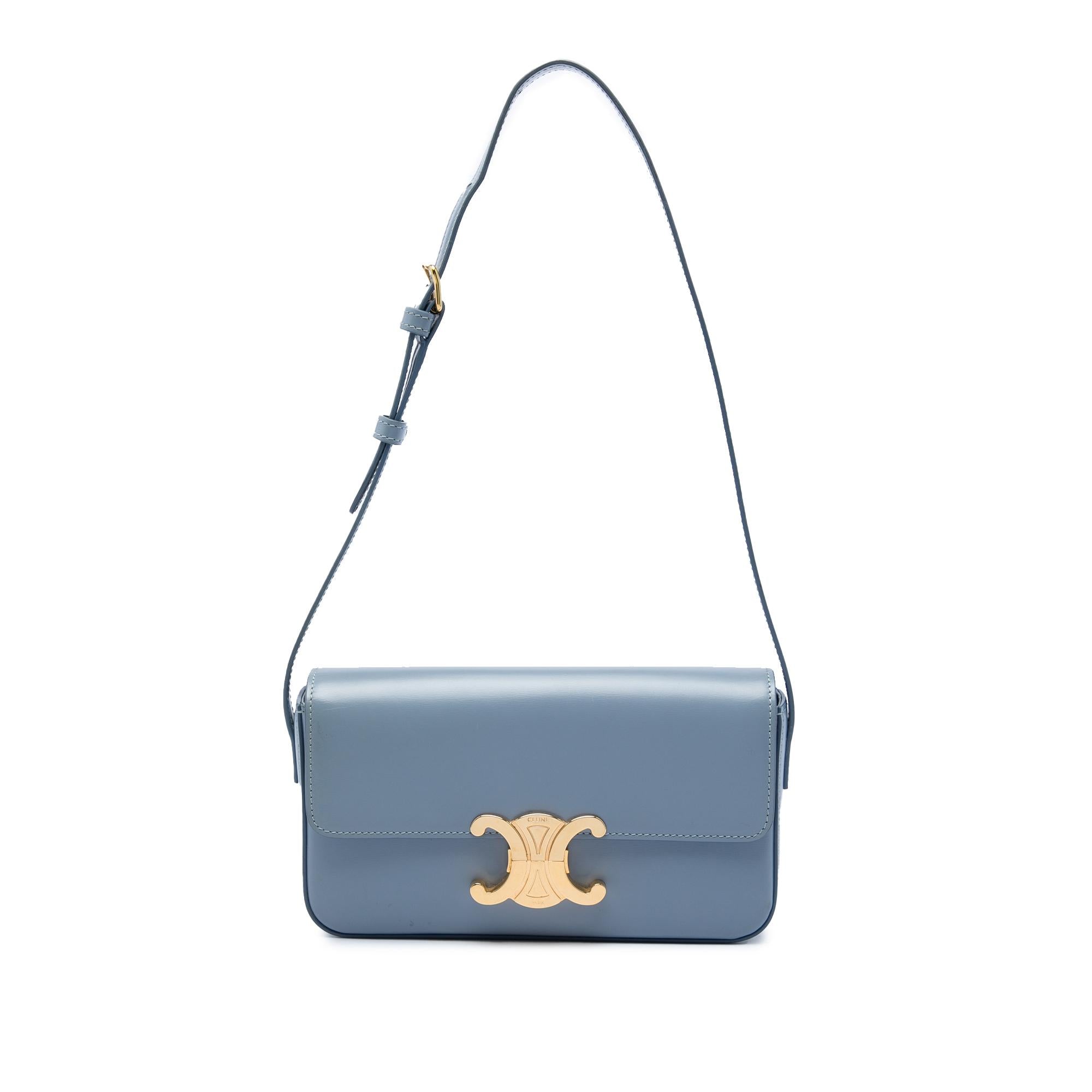 Celine Shiny Calfskin Triomphe Claude Shoulder Bag