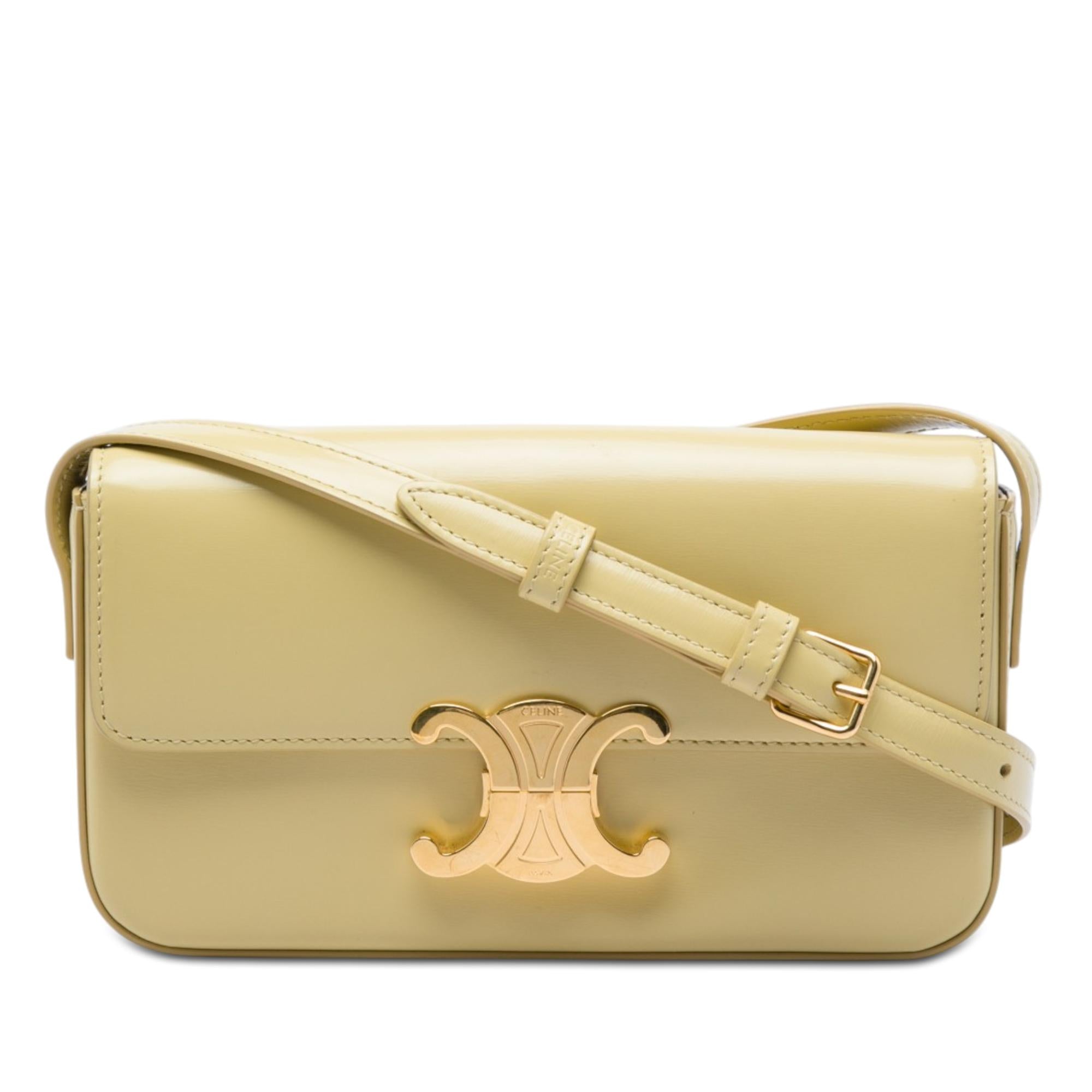 Celine Shiny Calfskin Triomphe Claude Shoulder Bag