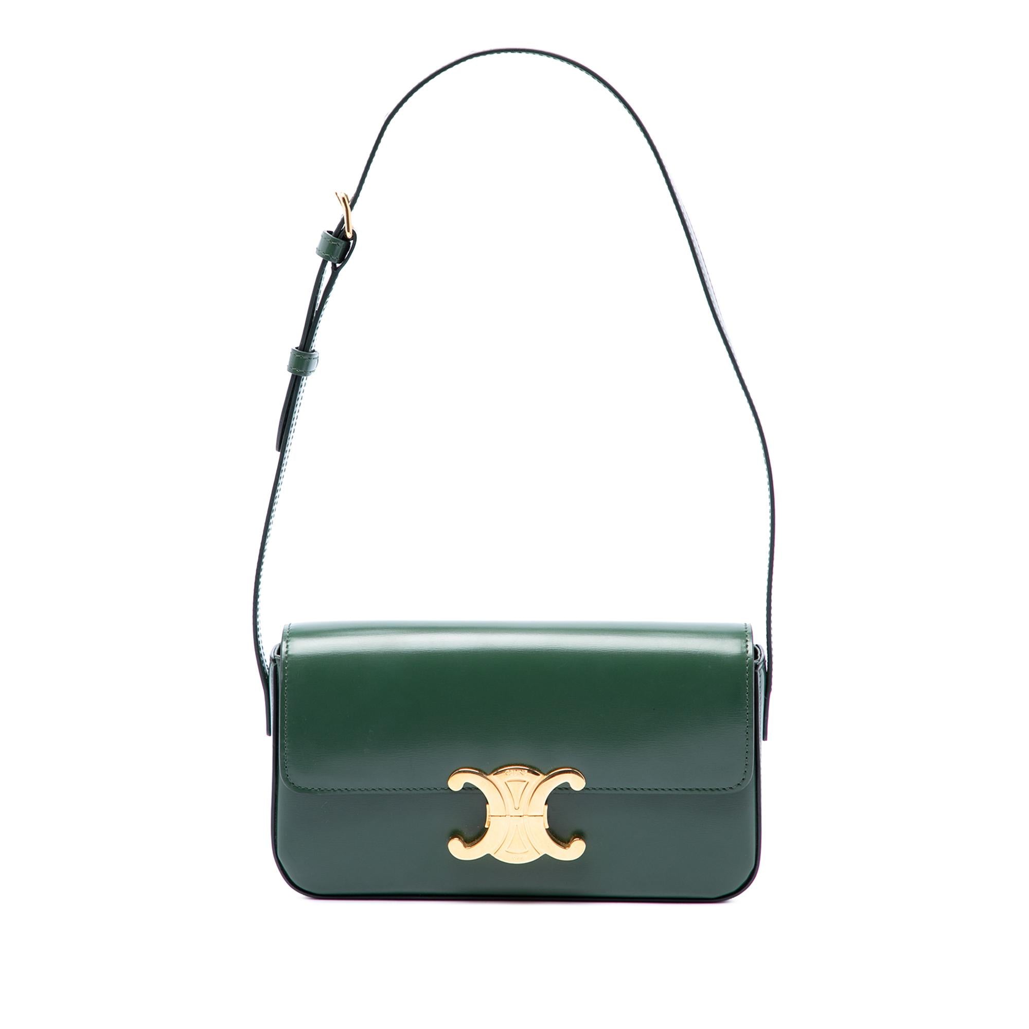 Celine Shiny Calfskin Triomphe Claude Shoulder Bag