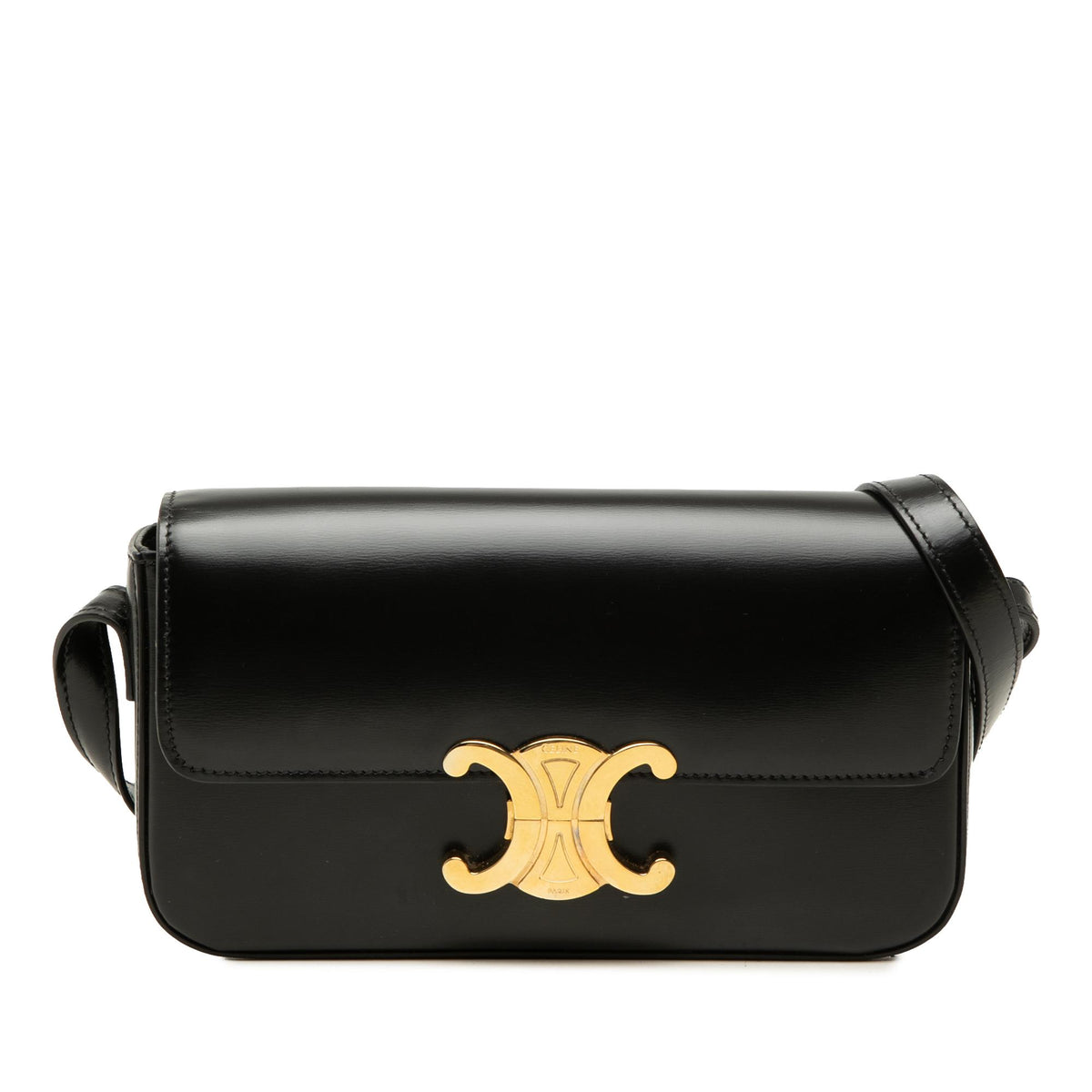 Celine Shiny Calfskin Triomphe Claude Shoulder Bag