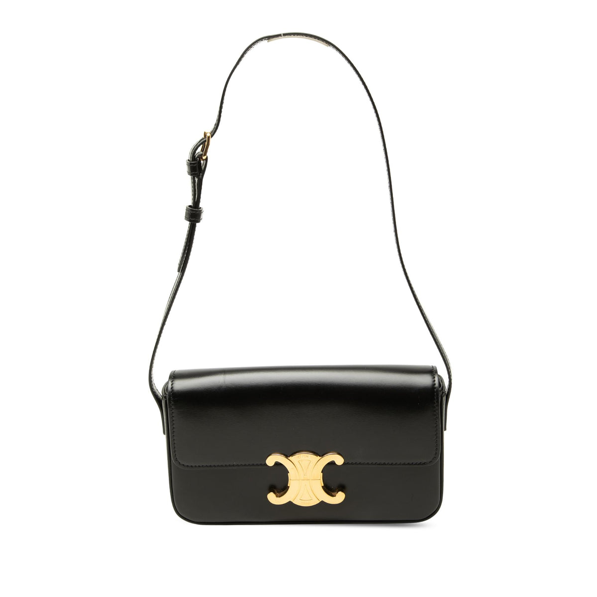 Celine Shiny Calfskin Triomphe Claude Shoulder Bag