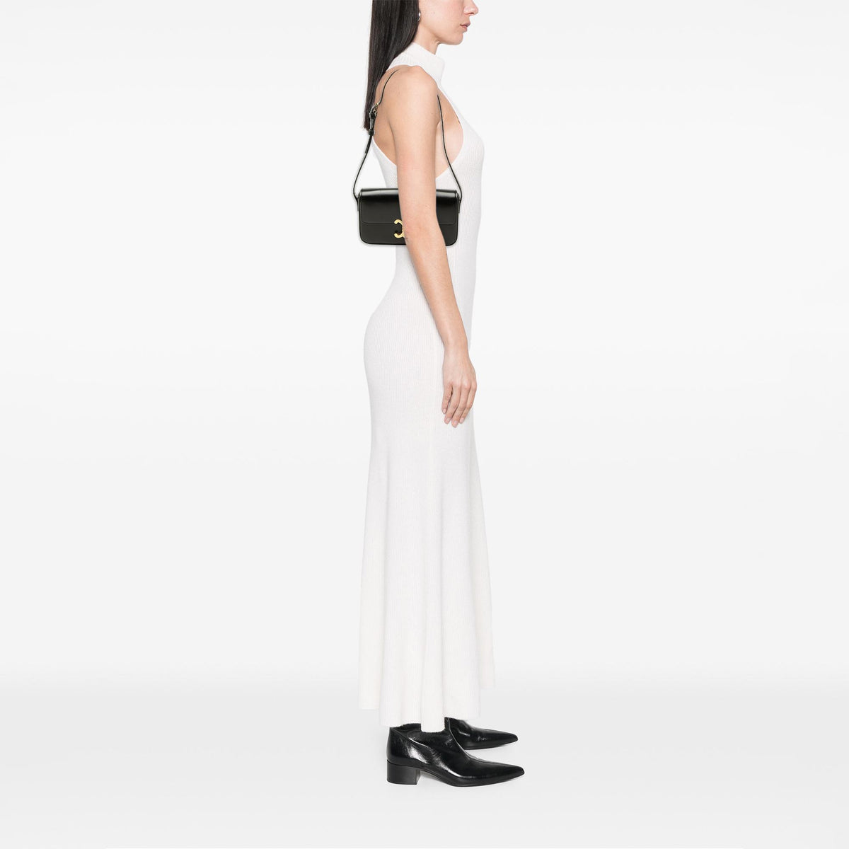 Celine Shiny Calfskin Triomphe Claude Shoulder Bag