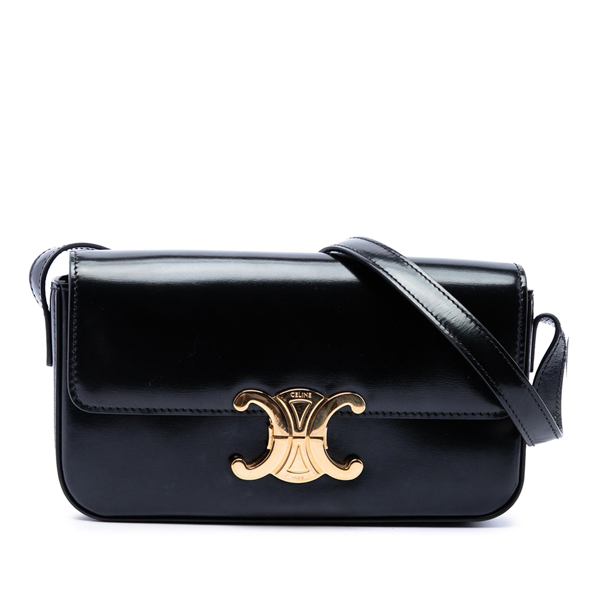 Celine Shiny Calfskin Triomphe Claude Shoulder Bag