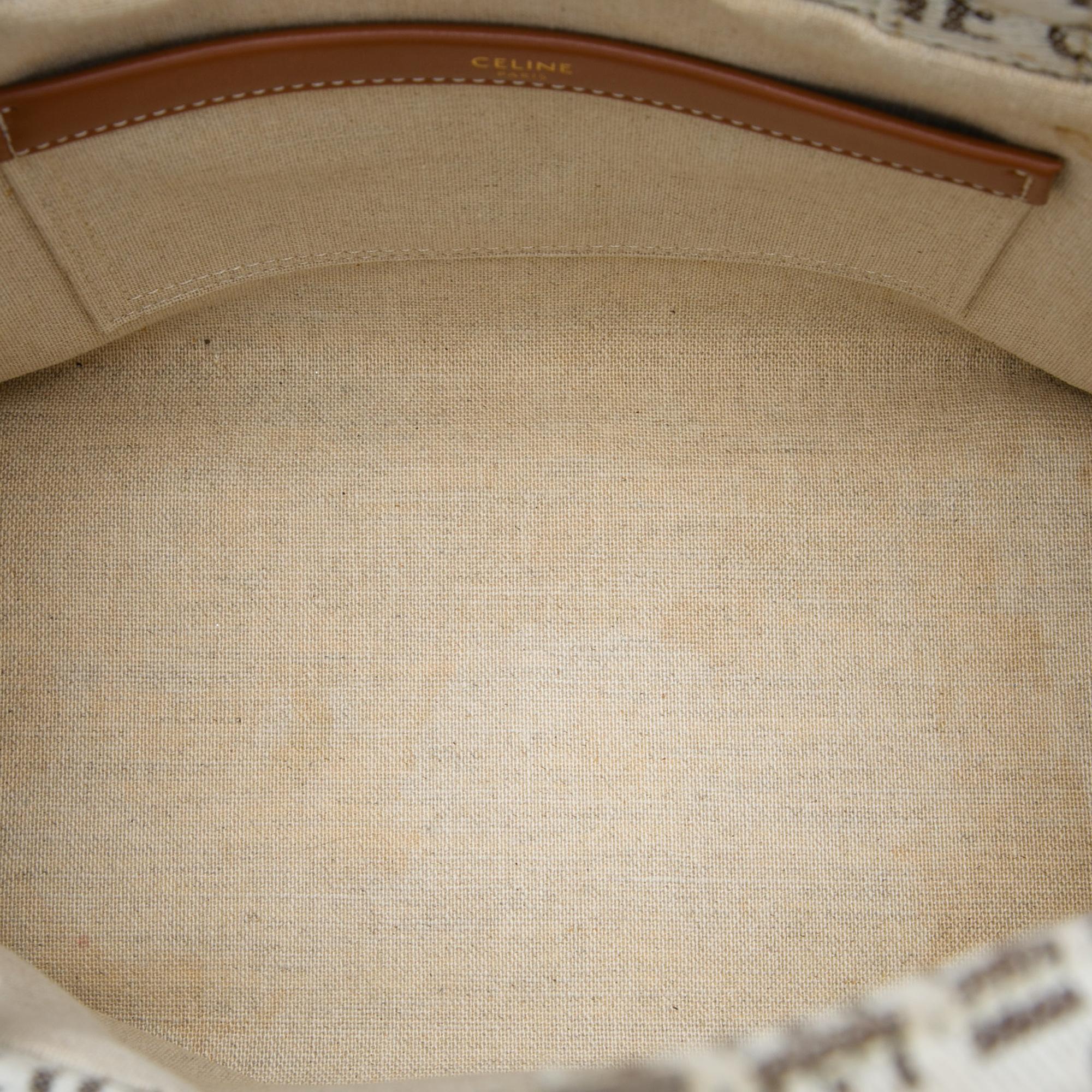 Celine Small All Over Logo Print Canvas Cuir Triomphe Cabas Thais Satchel