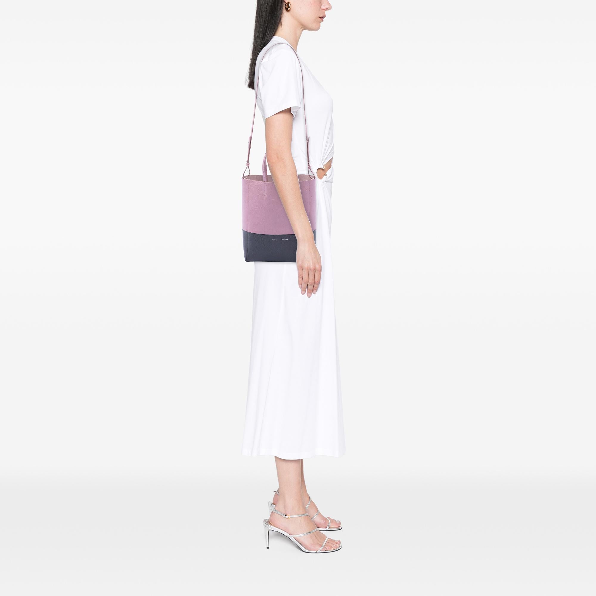 Celine Small Bicolor Grained Calfskin Vertical Cabas Tote