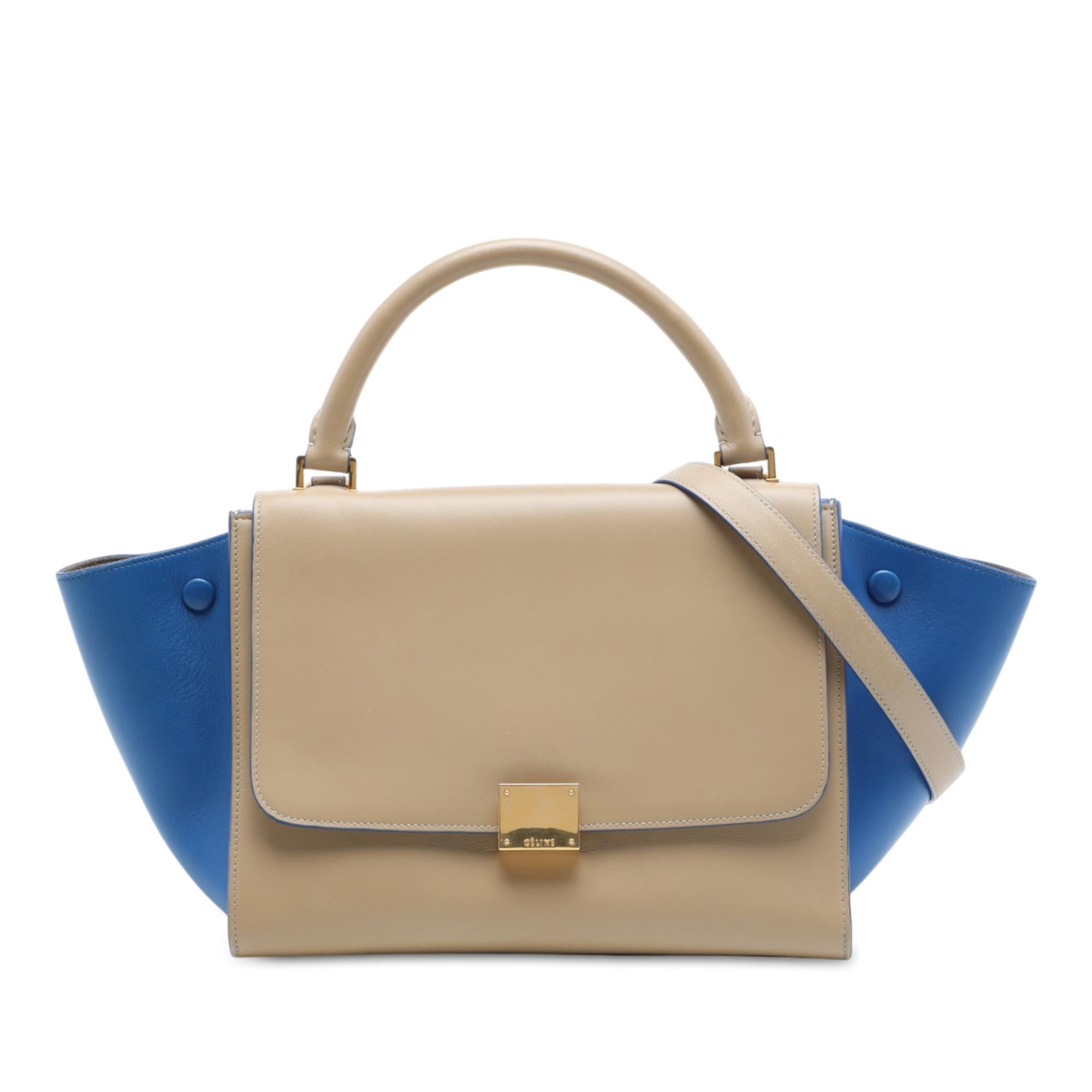 Celine Small Bicolor Leather Trapeze Satchel
