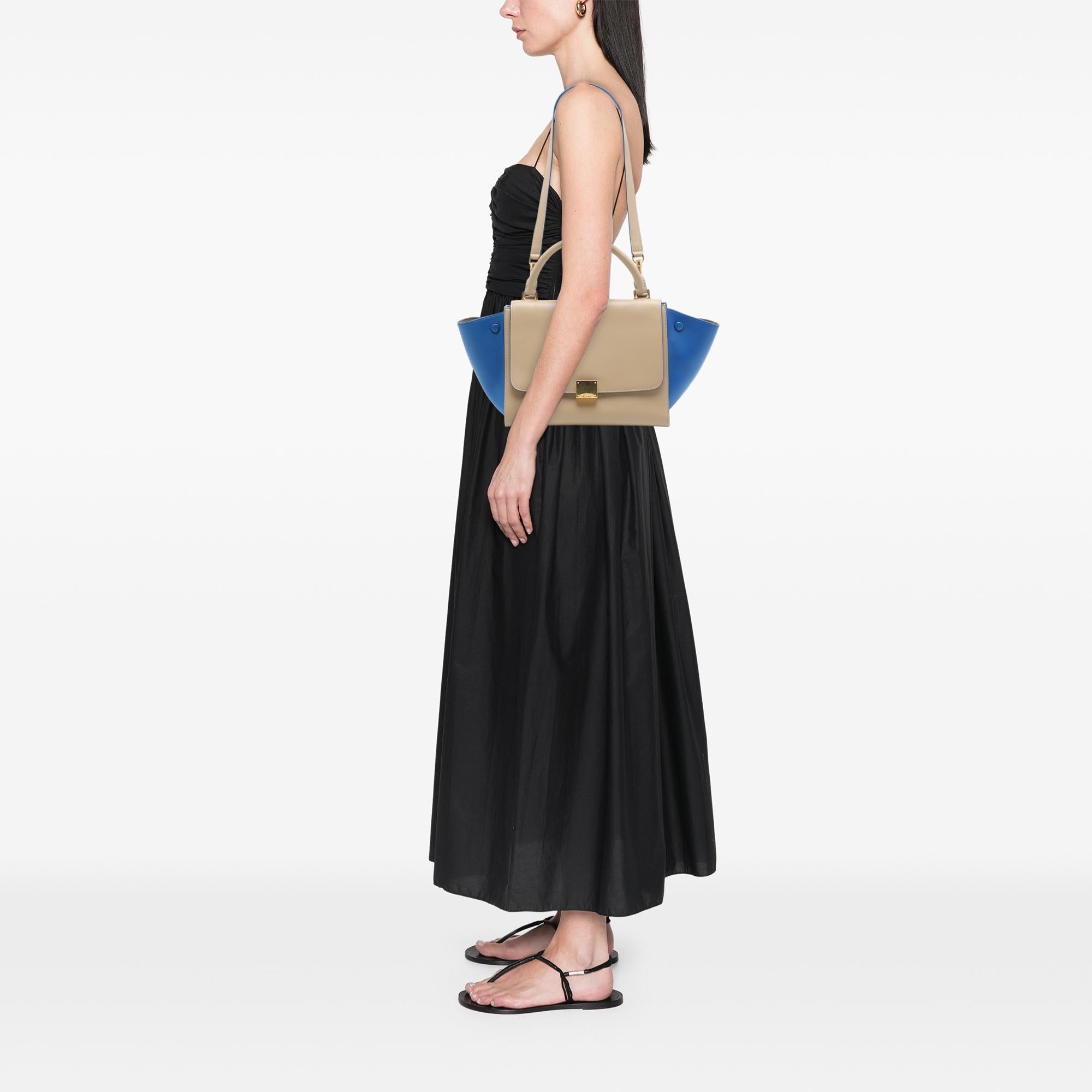 Celine Small Bicolor Leather Trapeze Satchel