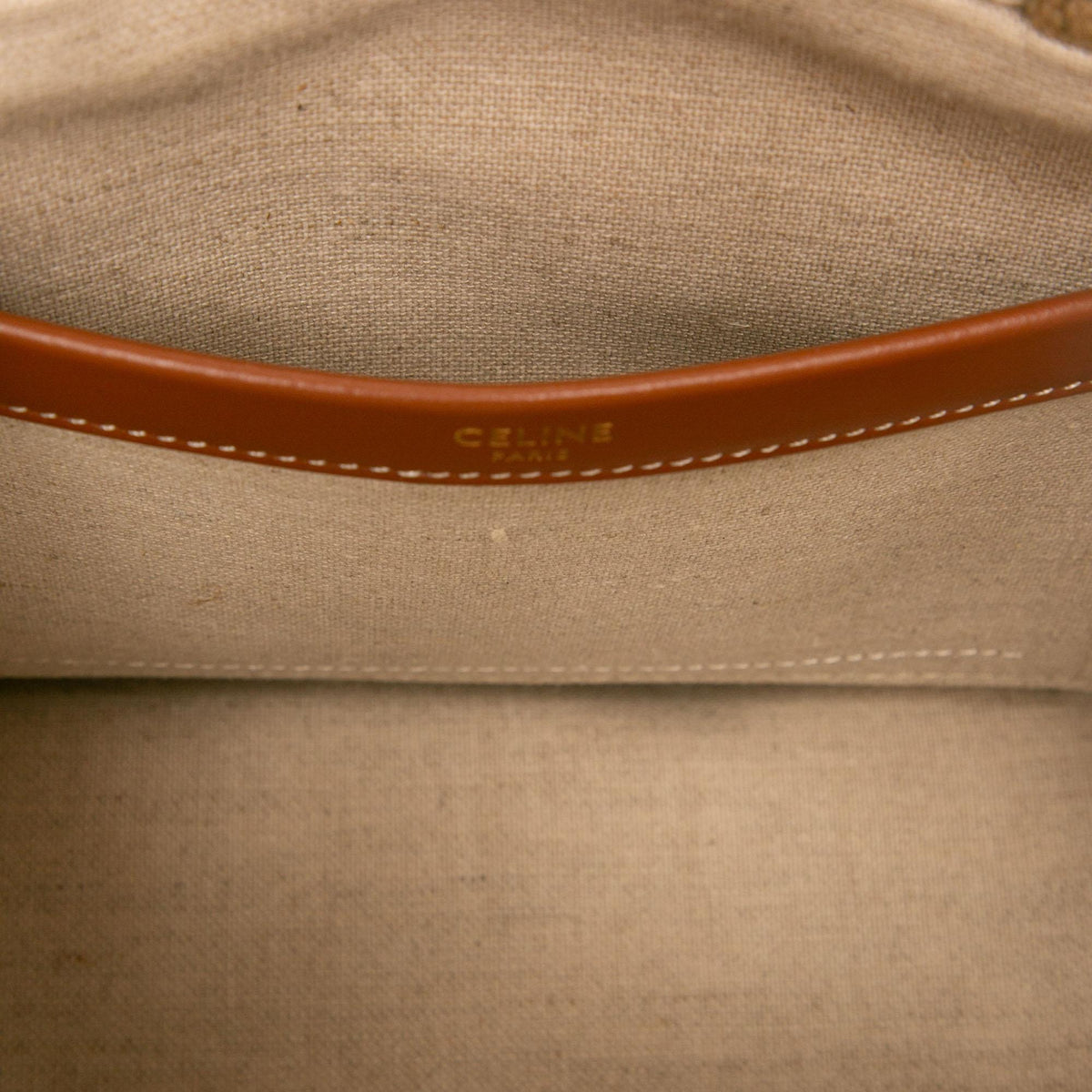 Celine Small Canvas Triomphe Stripe Cabas Thais Satchel