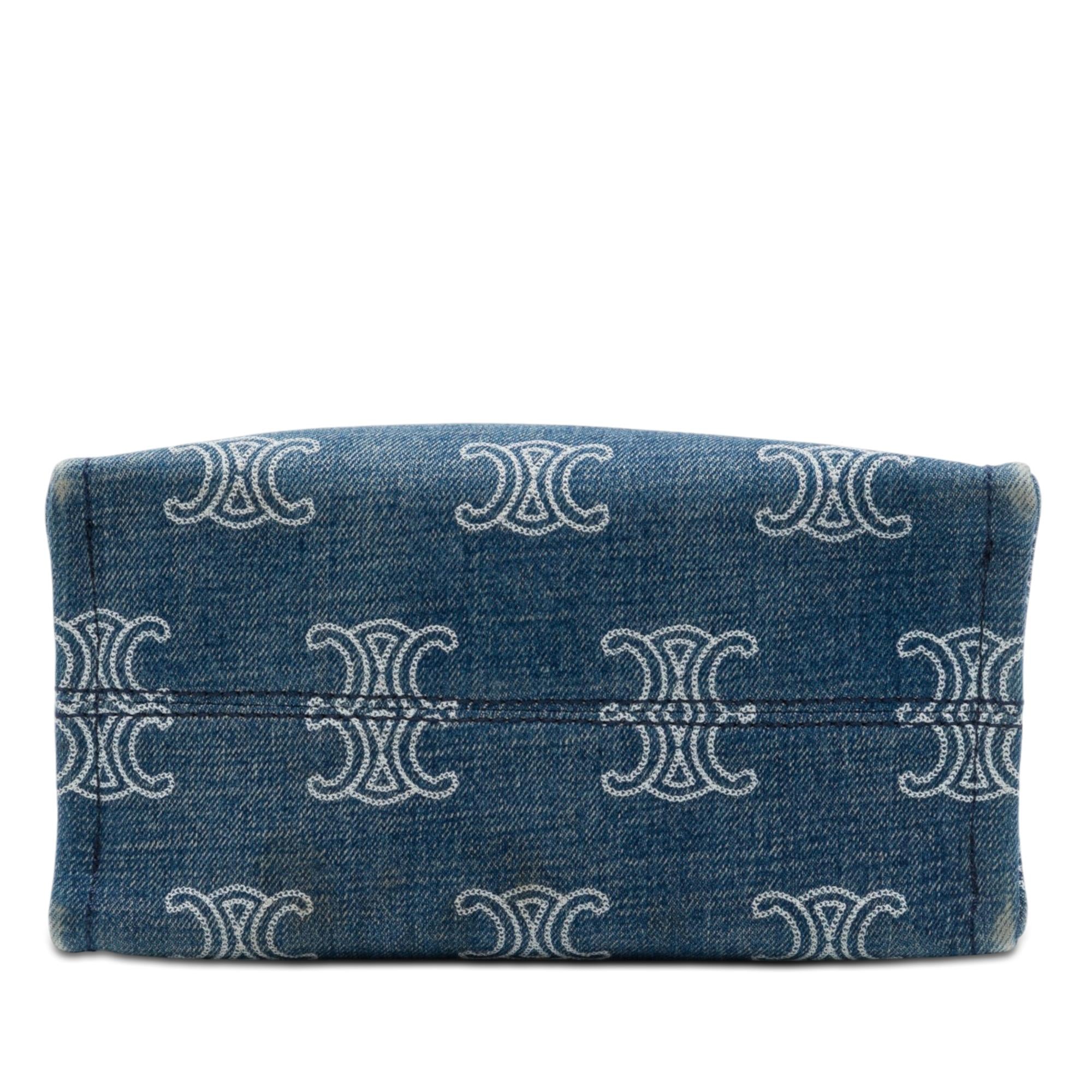 Celine Small Denim Triomphe Cabas Thais Tote