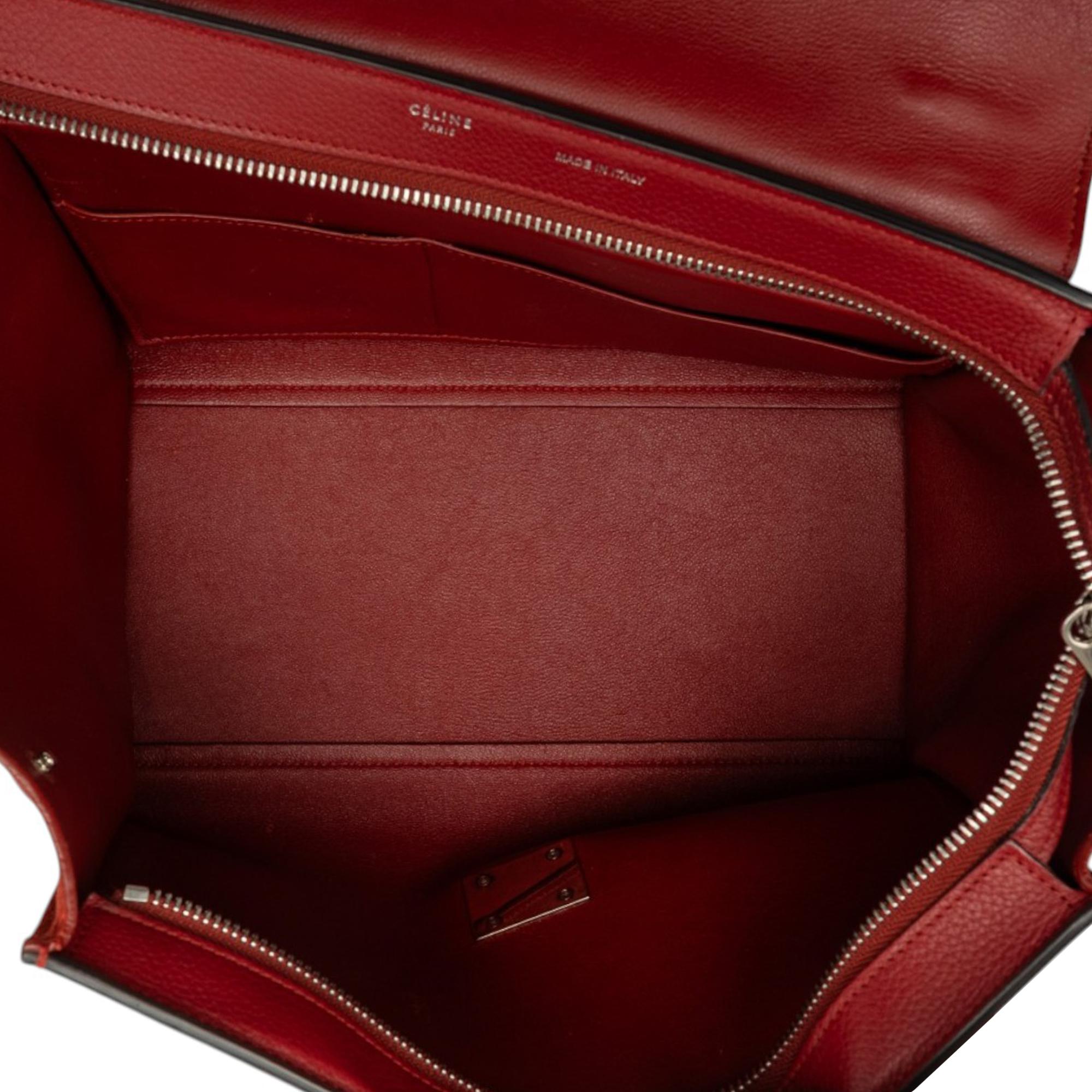 Celine Small Drummed Calfskin and Suede Trapeze Satchel