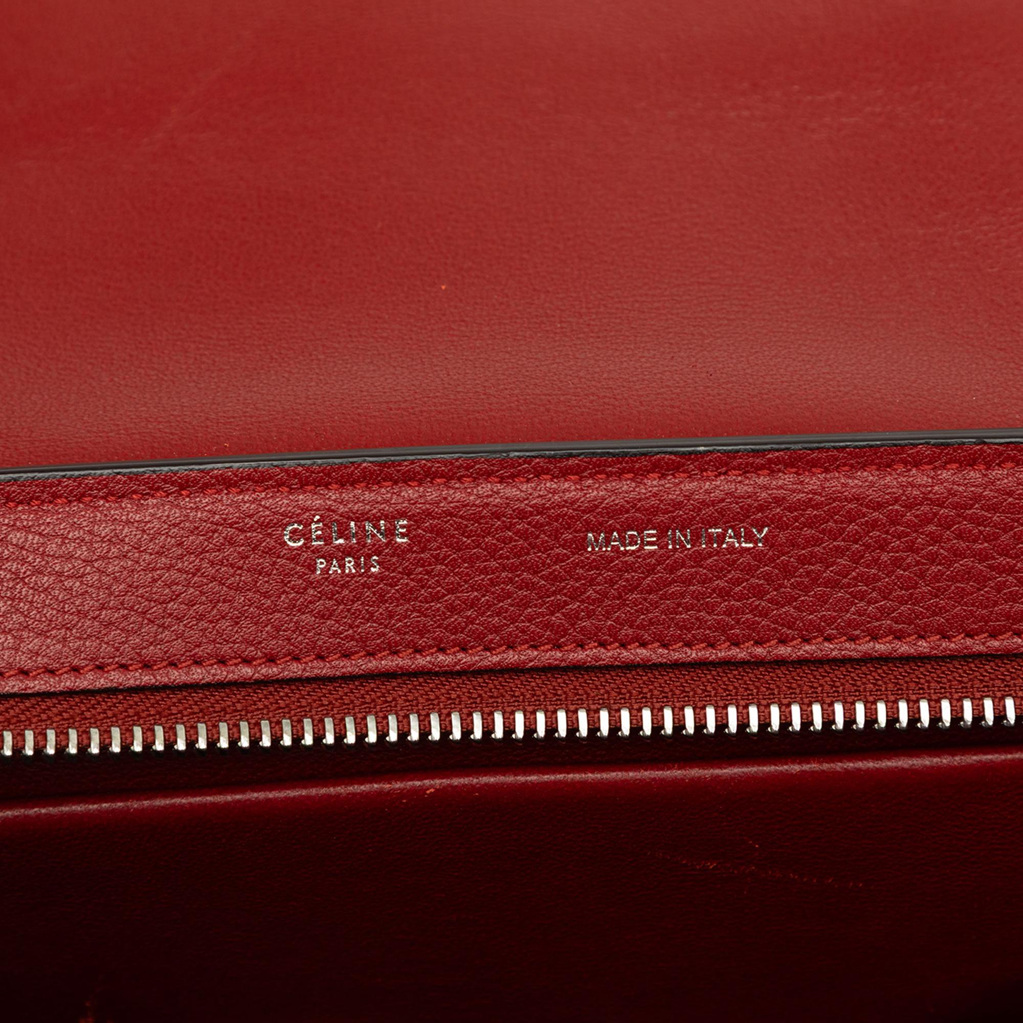 Celine Small Drummed Calfskin and Suede Trapeze Satchel