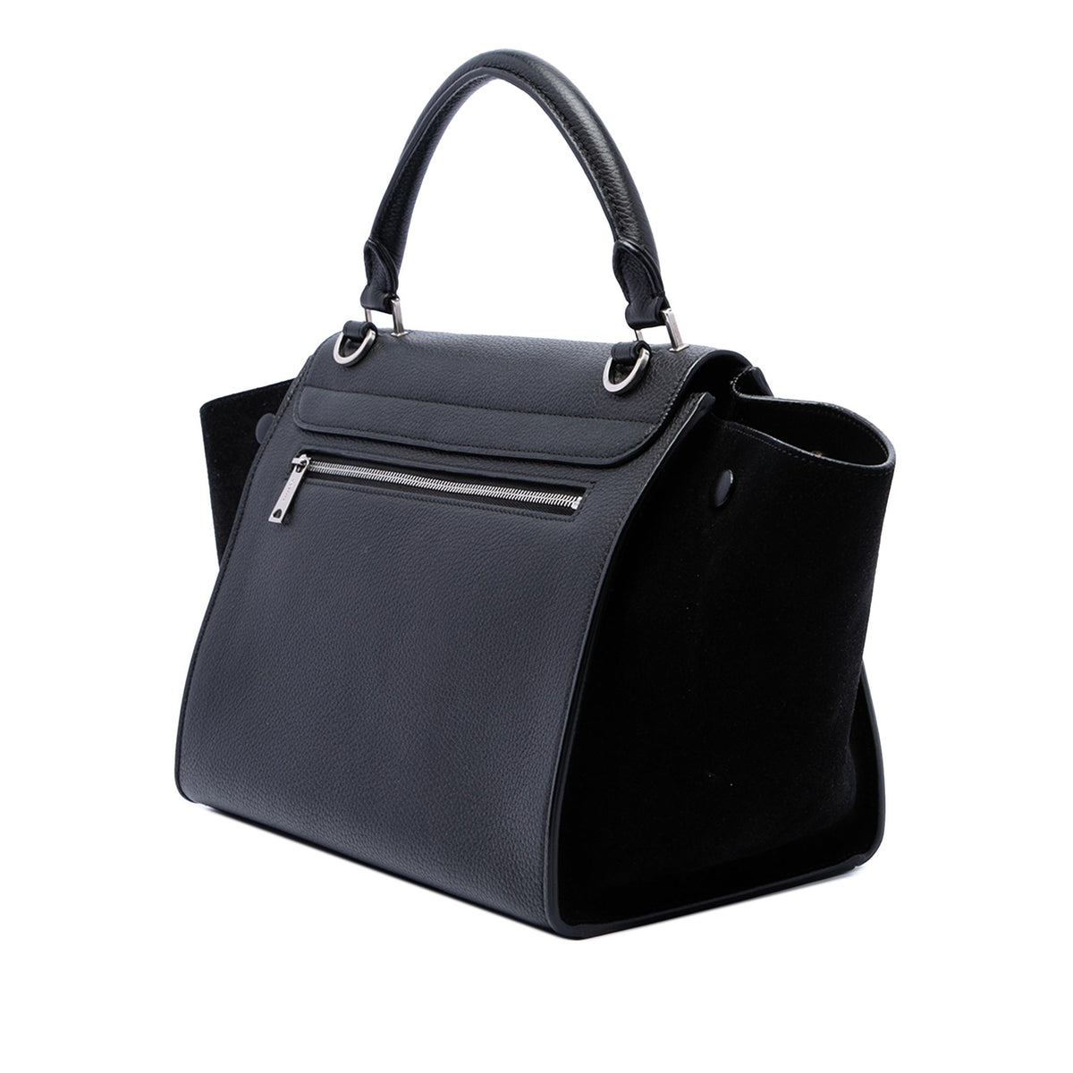 Celine Small Drummed Calfskin and Suede Trapeze Satchel