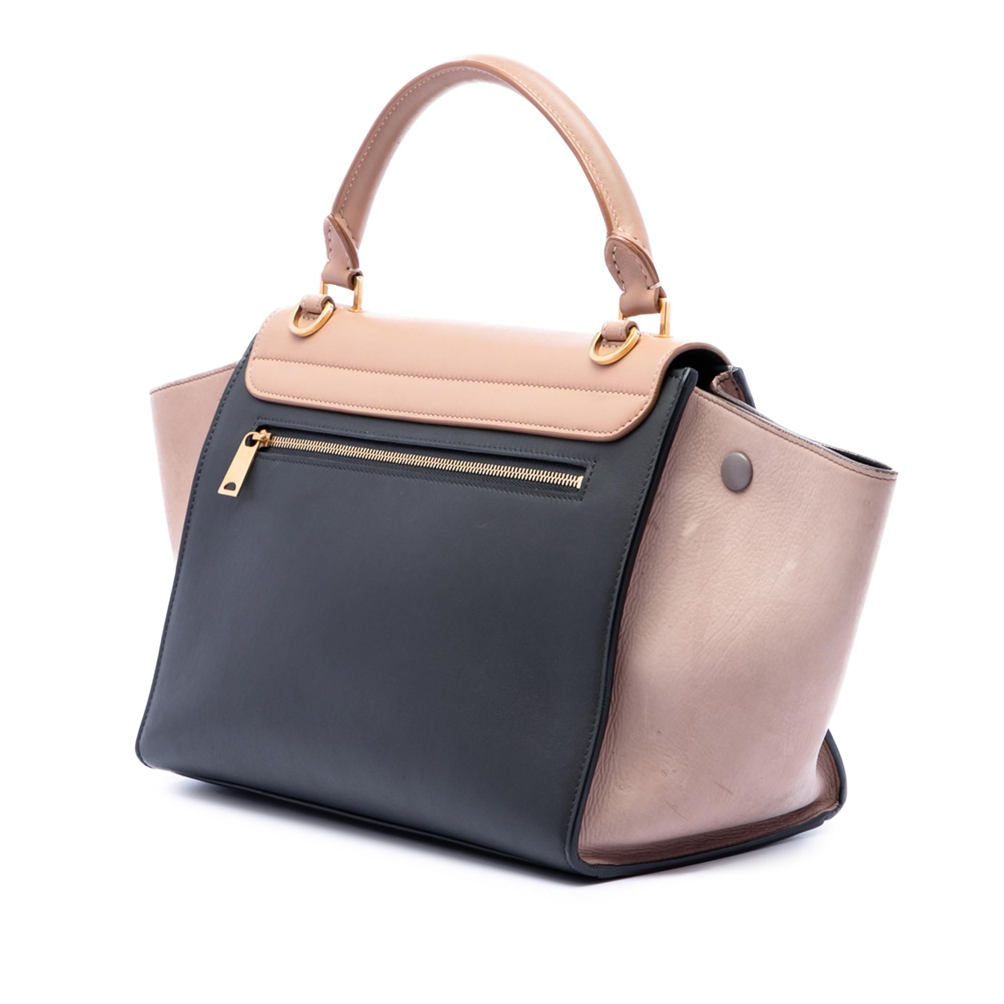 Celine Small Tricolor Leather Trapeze Satchel
