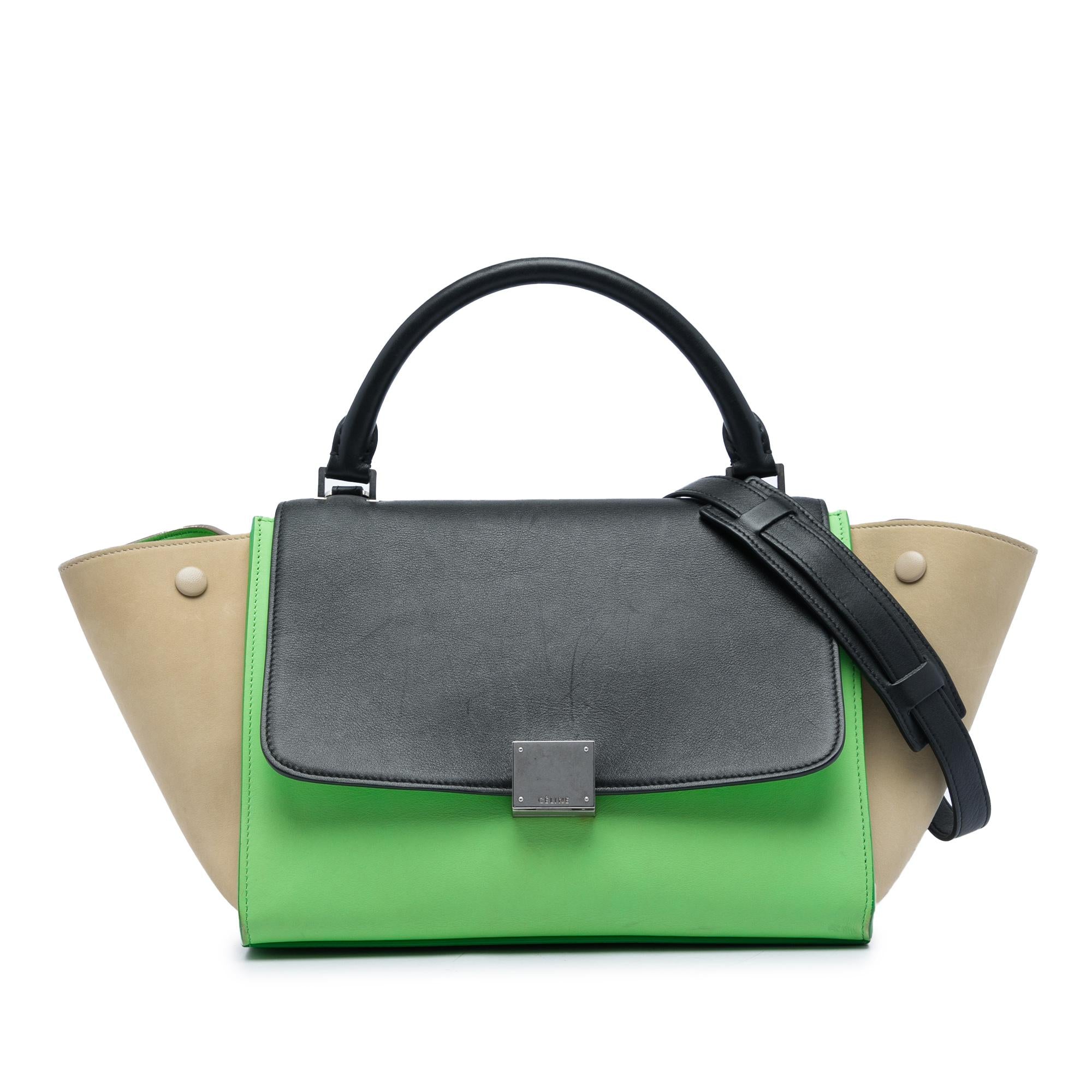 Celine Small Tricolor Leather Trapeze Satchel