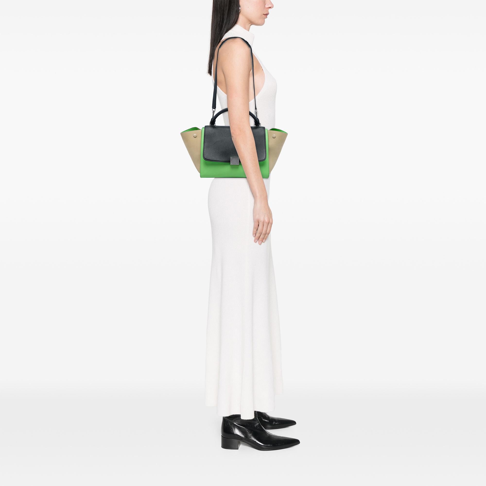 Celine Small Tricolor Leather Trapeze Satchel