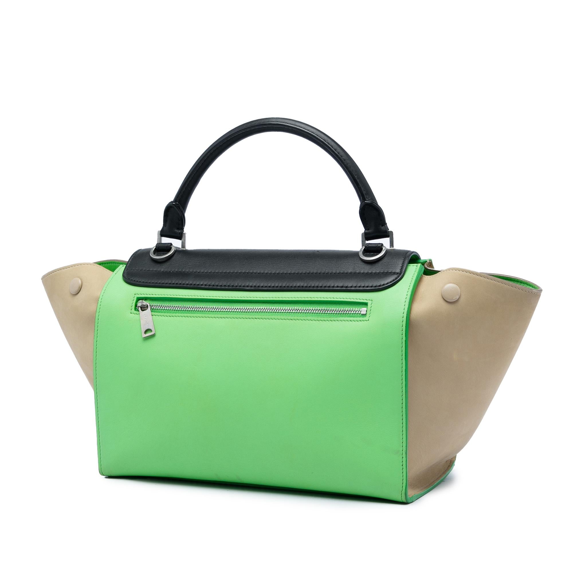 Celine Small Tricolor Leather Trapeze Satchel