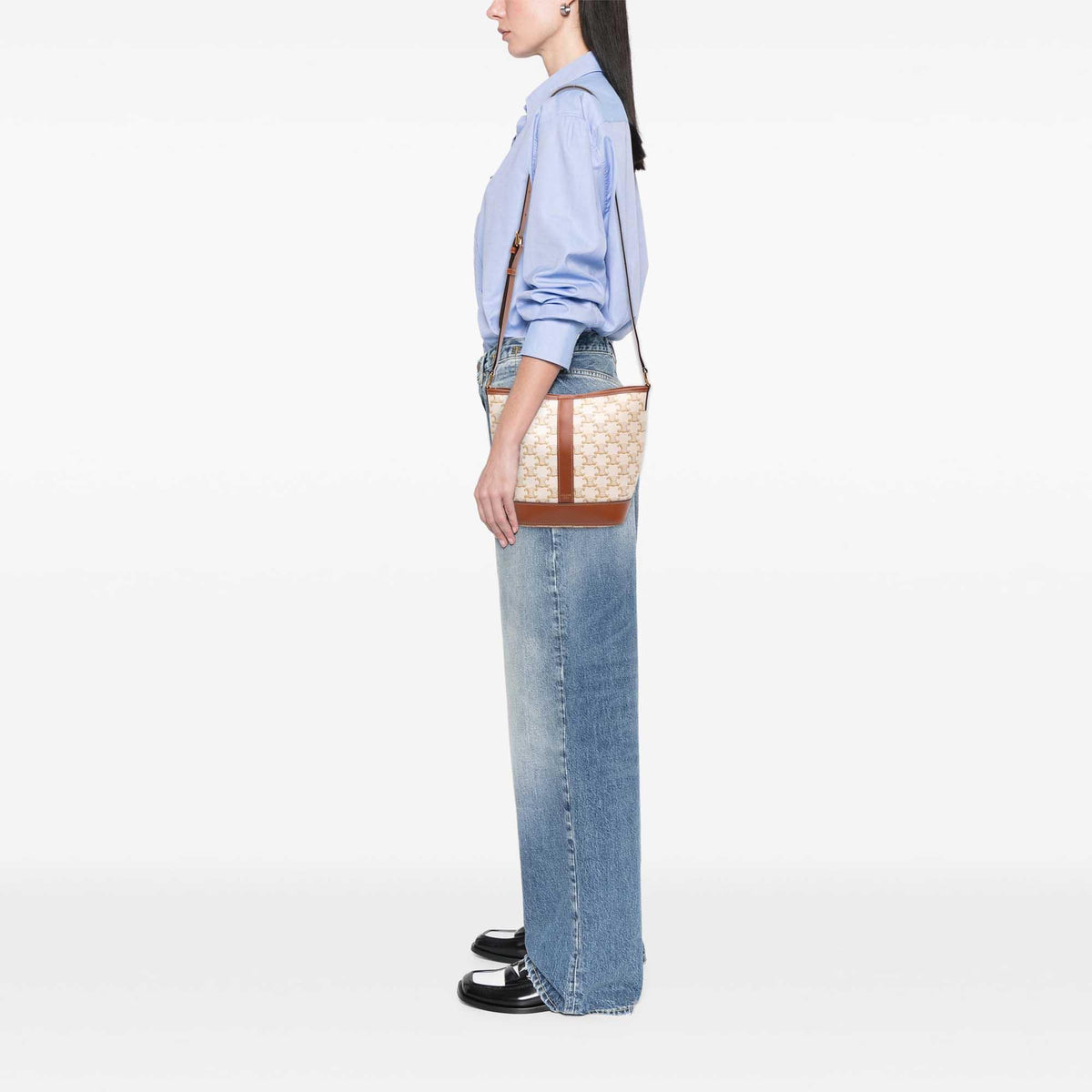 Celine Small Triomphe Coated Canvas Bucket Bag