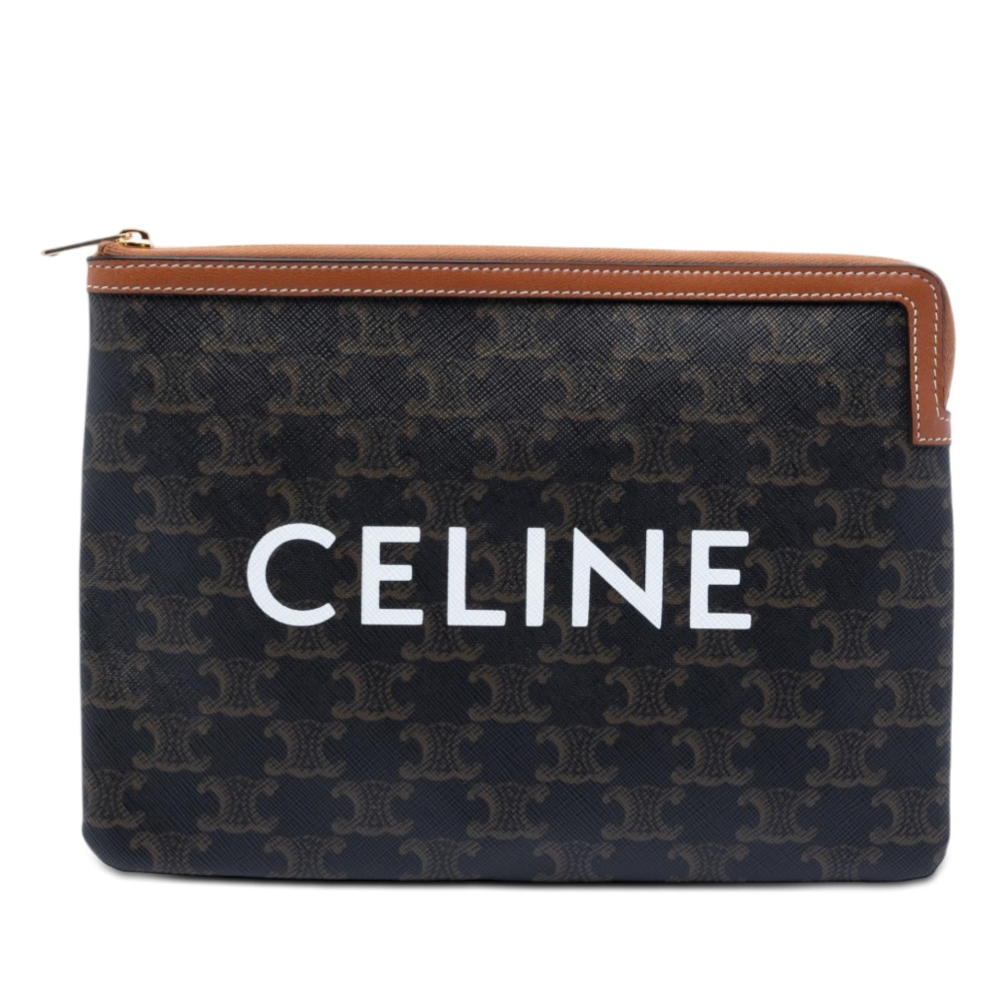 Celine Small Triomphe Coated Canvas Clutch