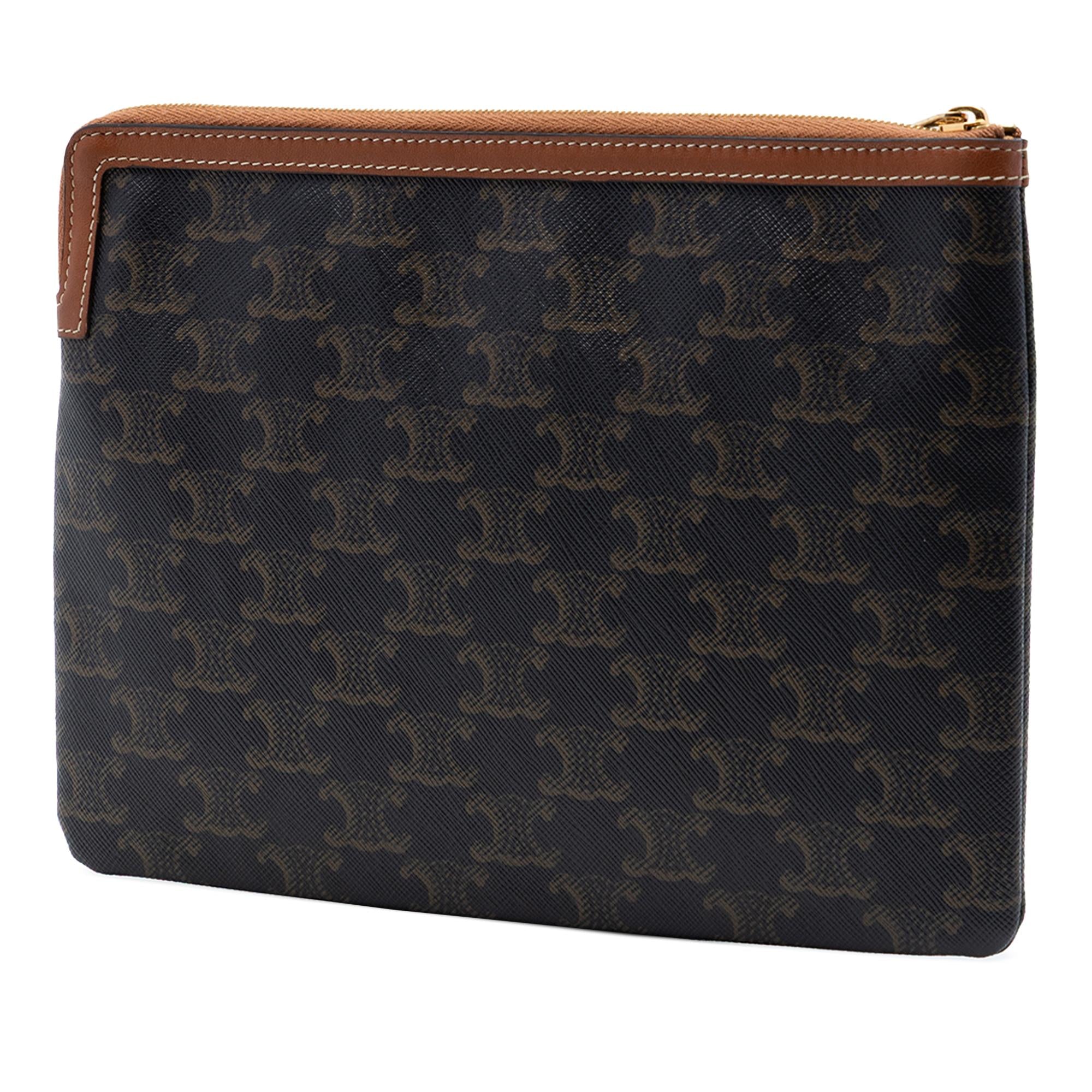 Celine Small Triomphe Coated Canvas Clutch