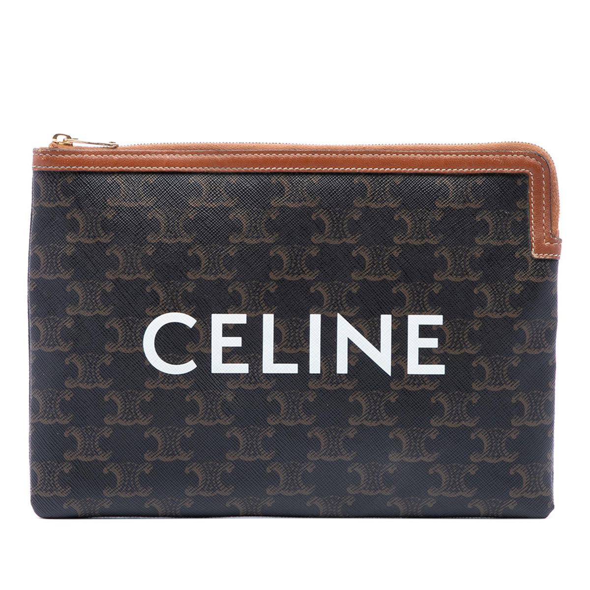 Celine Small Triomphe Coated Canvas Clutch
