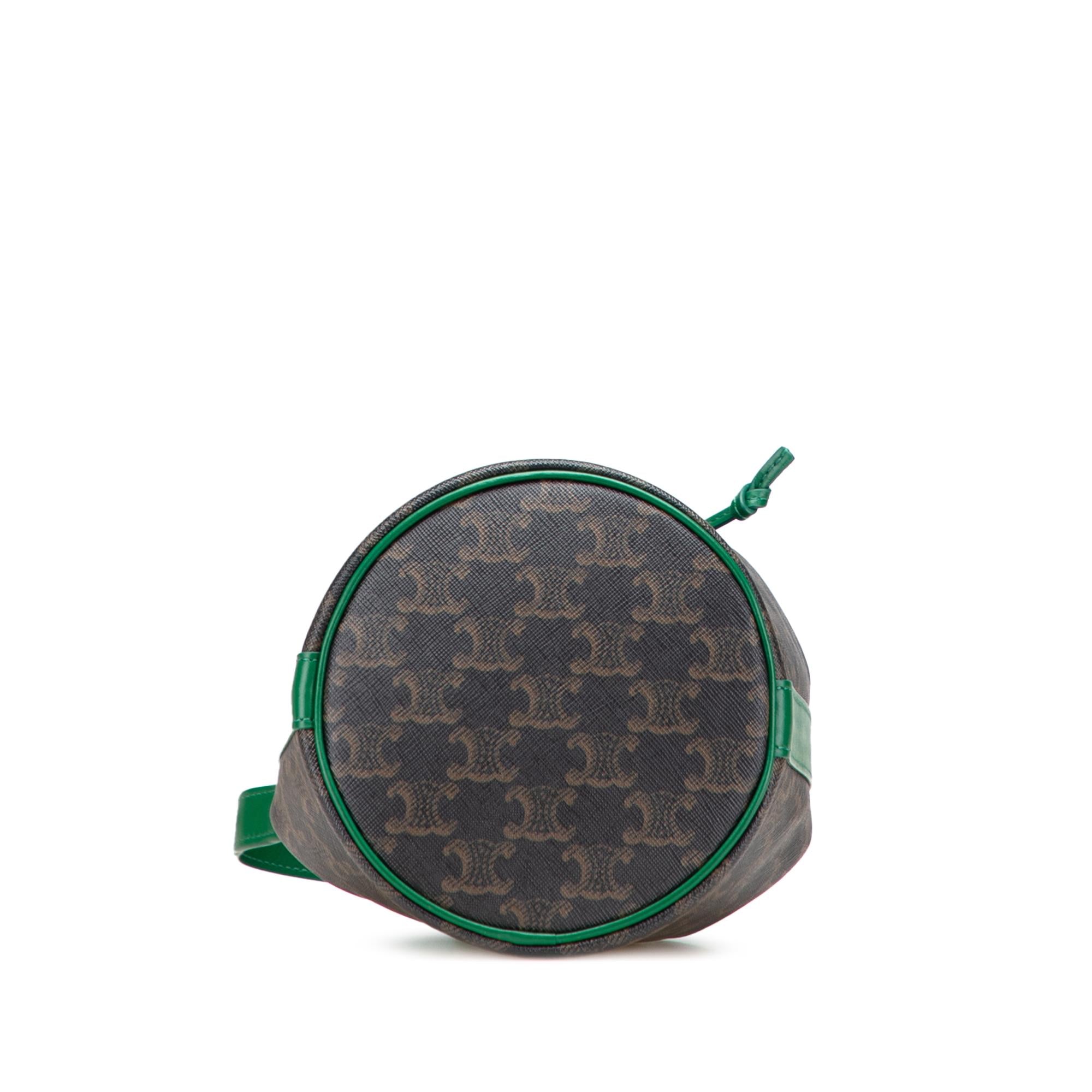 Celine Small Triomphe Coated Canvas Drawstring Bucket Bag