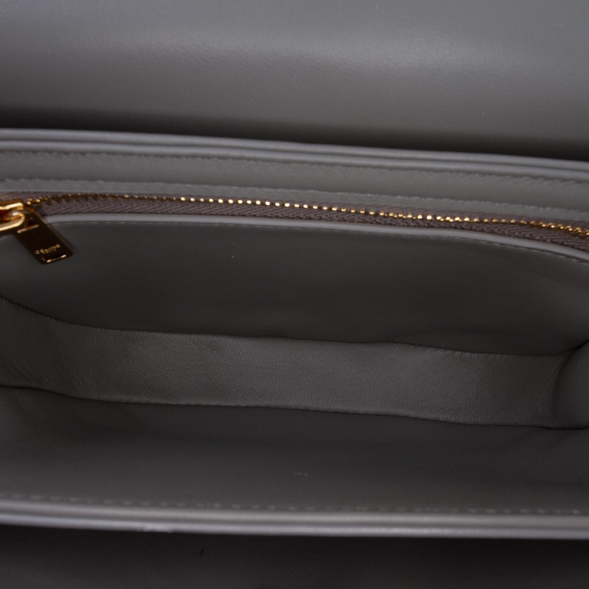 Celine Teen Shiny Calfskin Triomphe Besace Clea Chain Crossbody