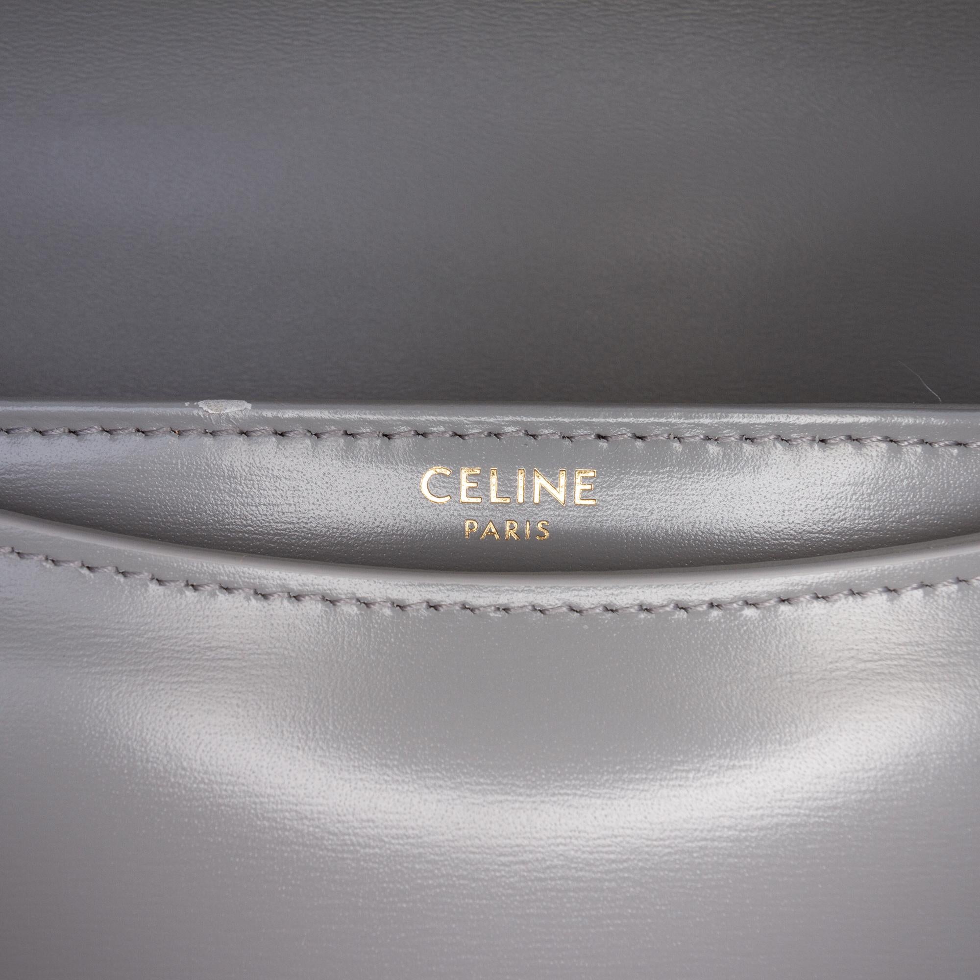 Celine Teen Shiny Calfskin Triomphe Besace Clea Chain Crossbody