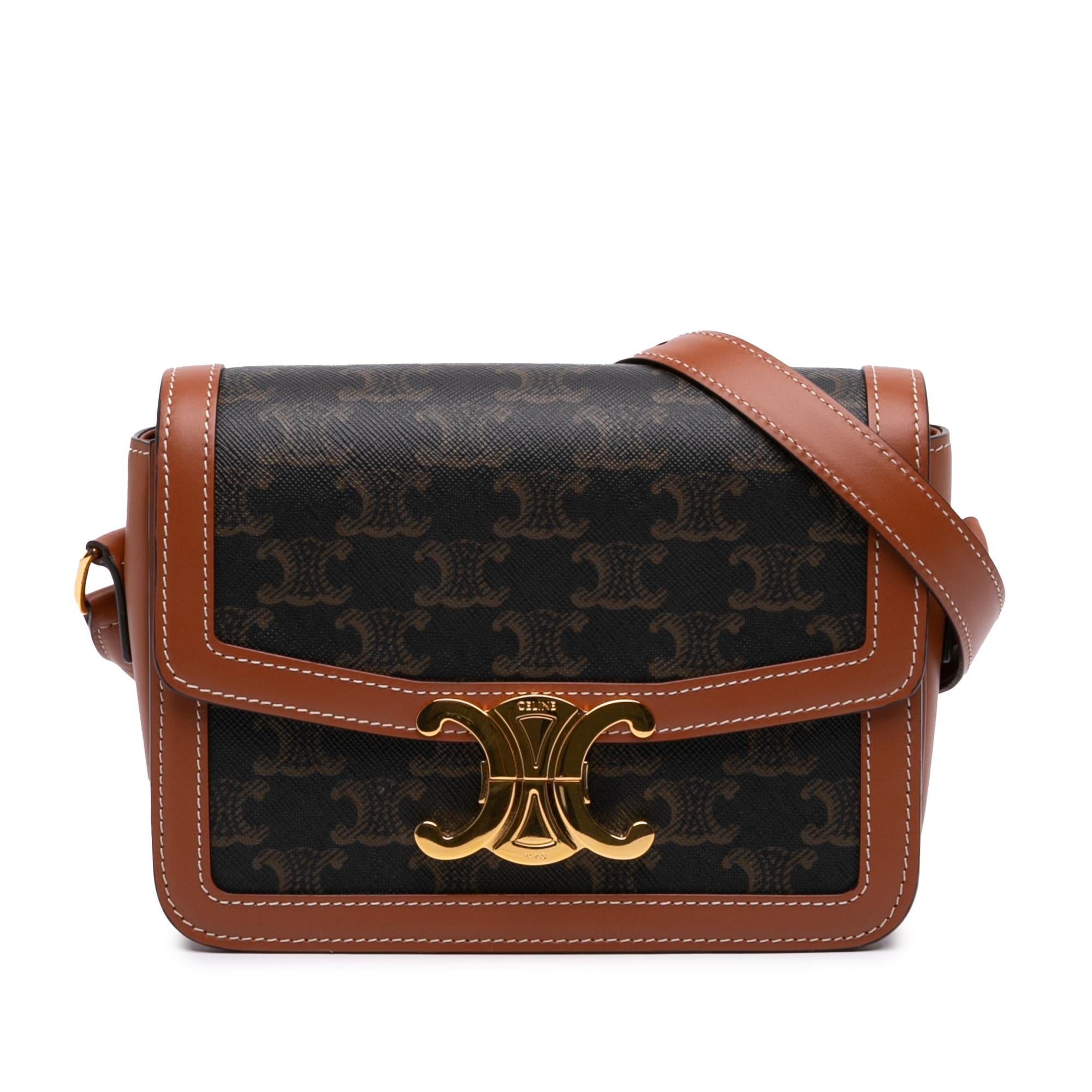 Celine Teen Triomphe Coated Canvas and Calfskin Triomphe Crossbody