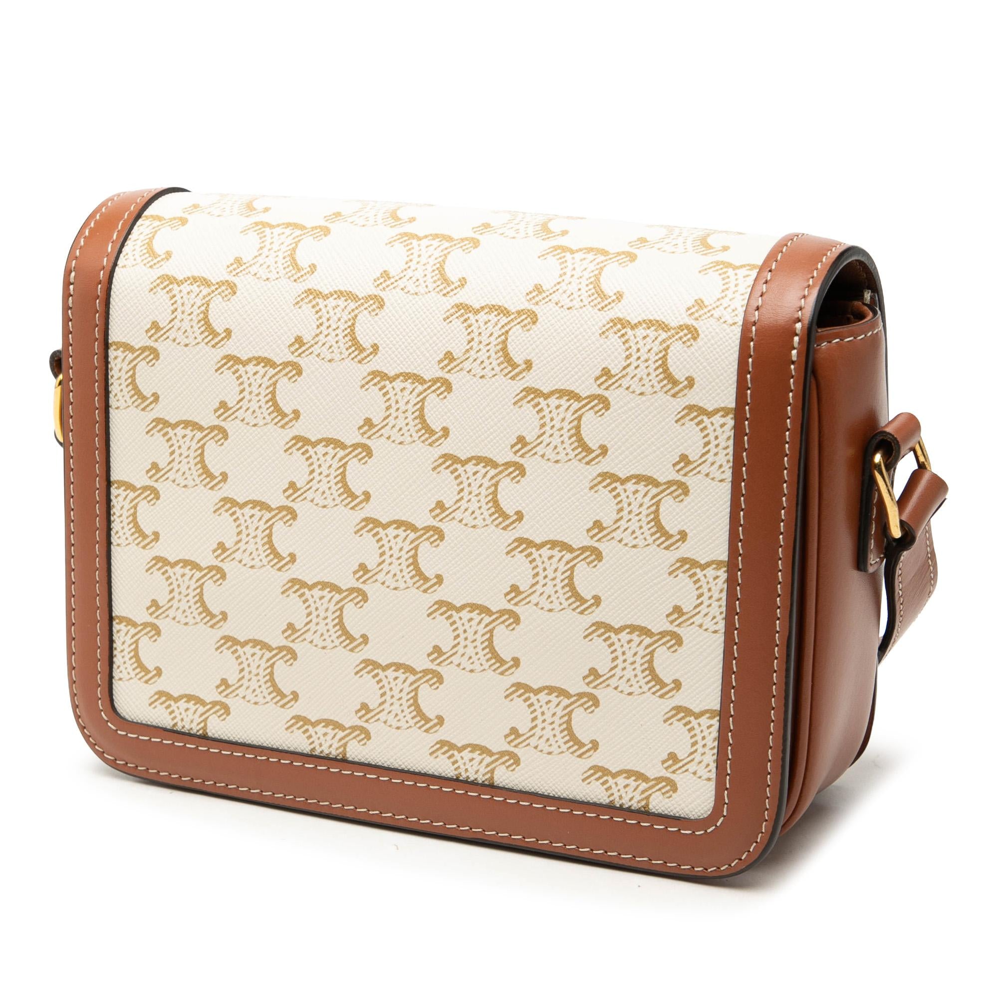 Celine Teen Triomphe Coated Canvas and Calfskin Triomphe Crossbody