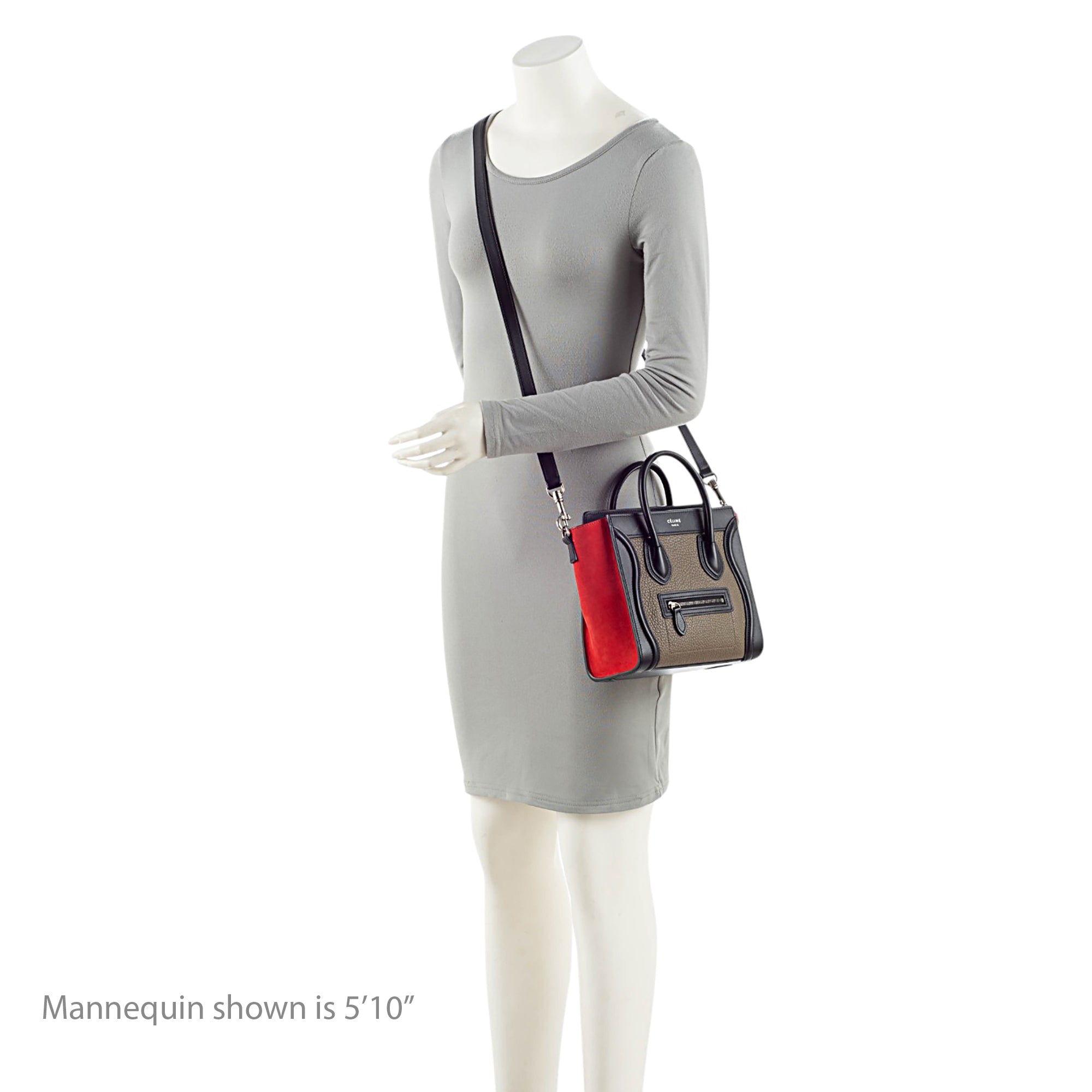 Celine Tricolor Drummed Calfskin Nano Luggage Tote