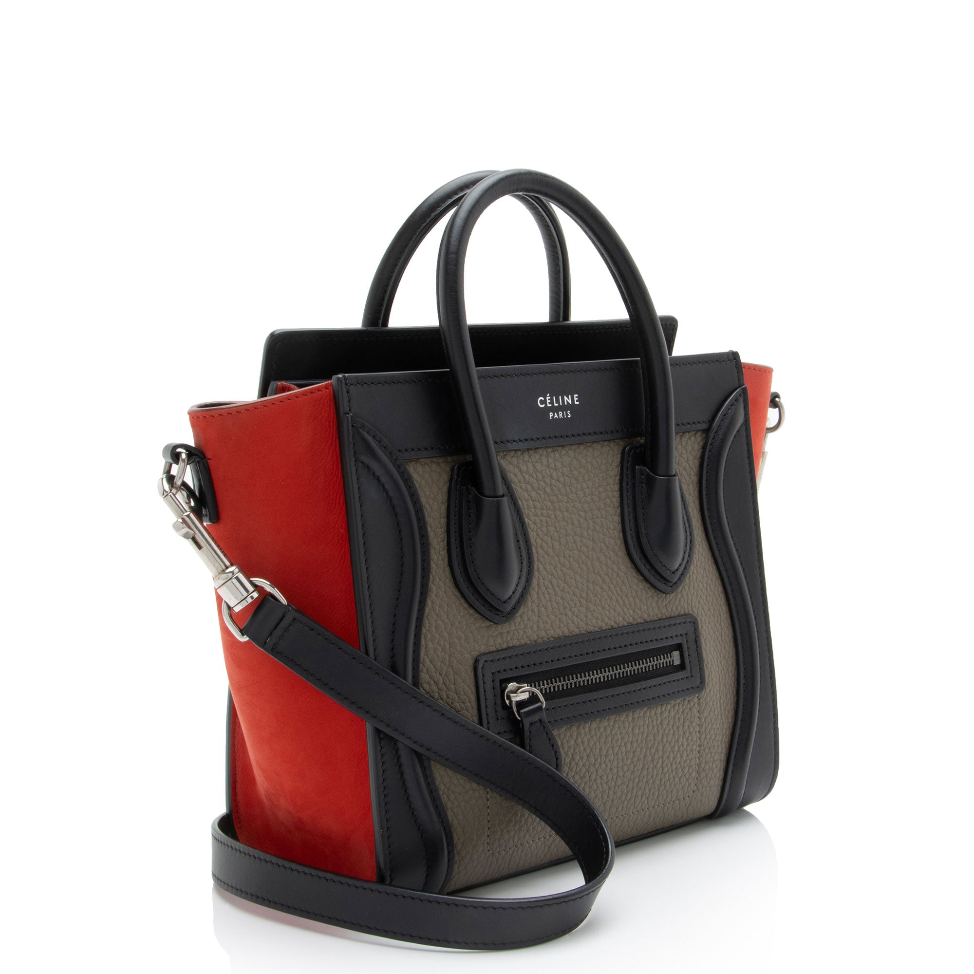 Celine Tricolor Drummed Calfskin Nano Luggage Tote