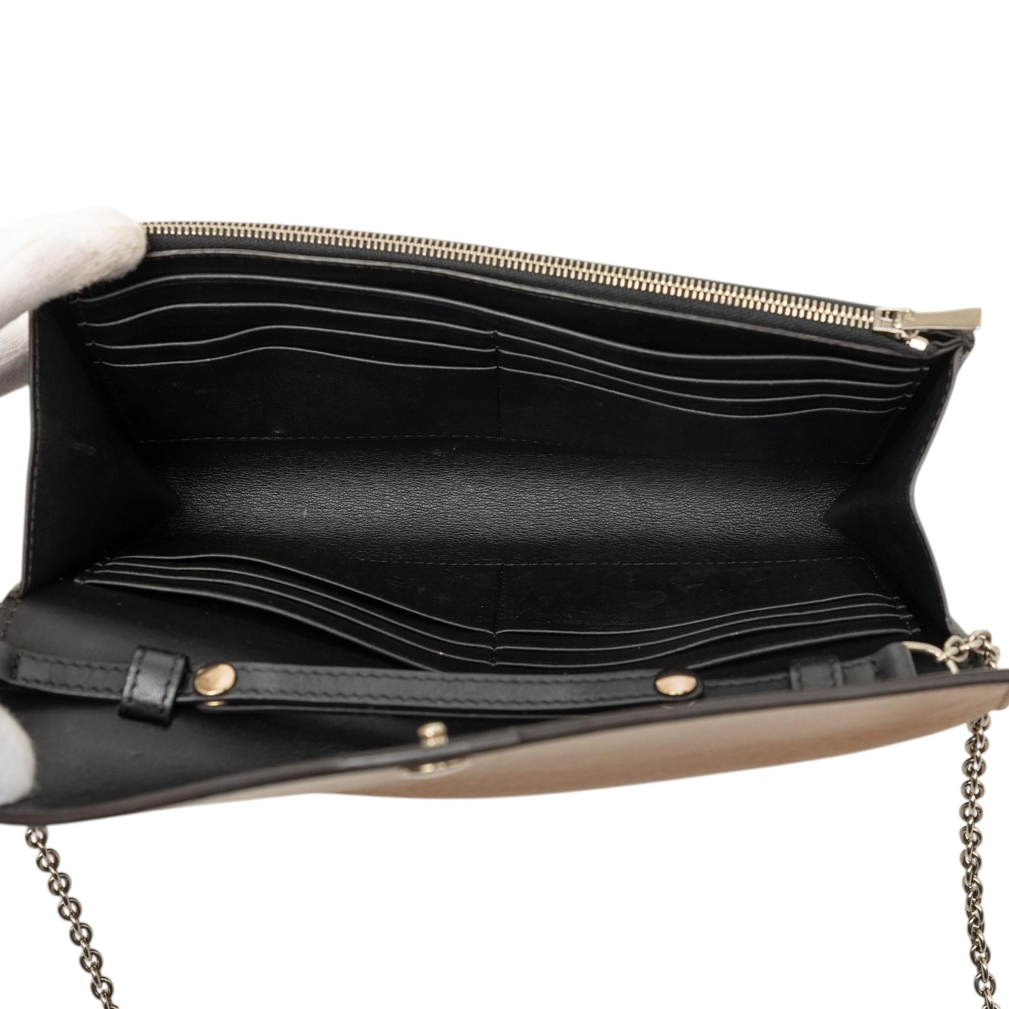 Celine Tricolor Leather Pocket Envelope Wallet On Chain