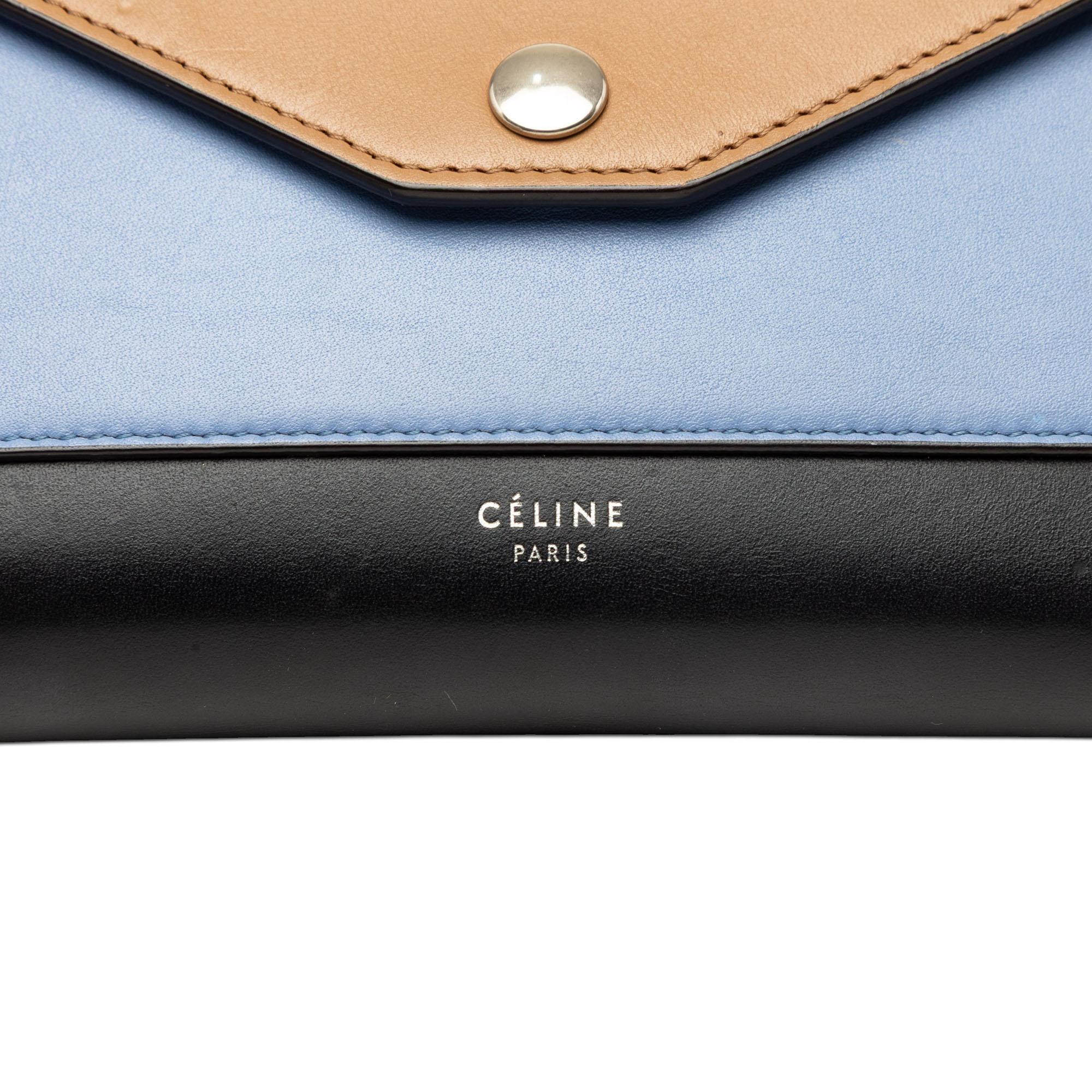 Celine Tricolor Leather Pocket Envelope Wallet On Chain
