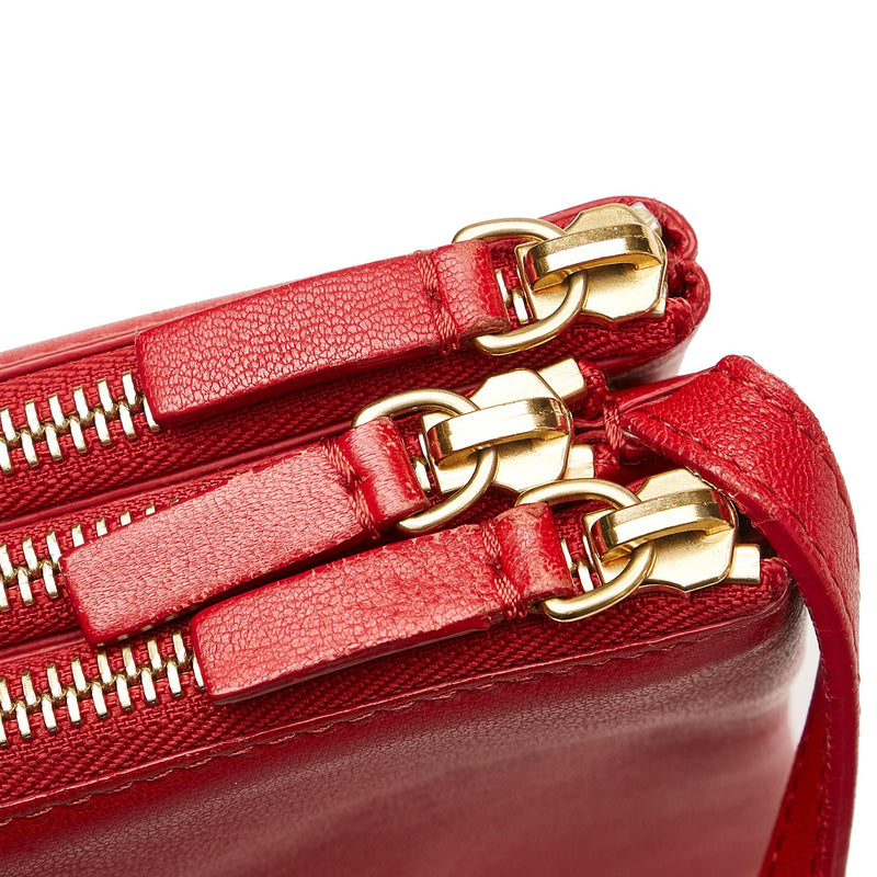 Celine Trio Leather Crossbody Bag Red