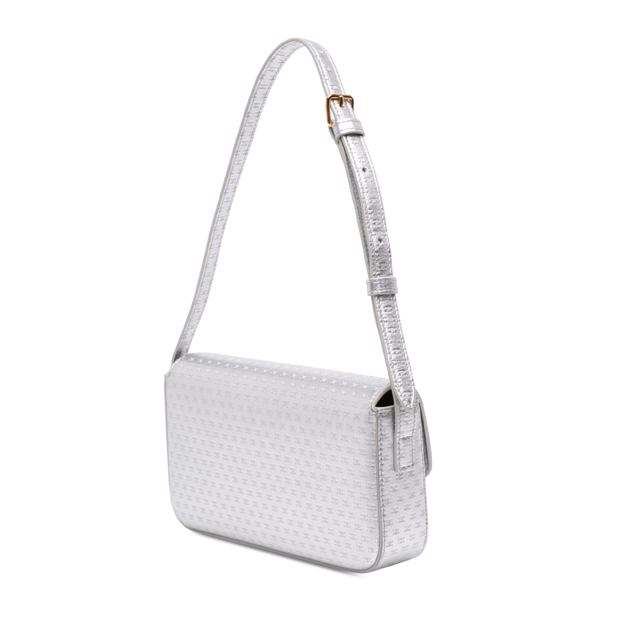 Celine Triomphe All Over Laminated Calfskin Claude Shoulder Bag