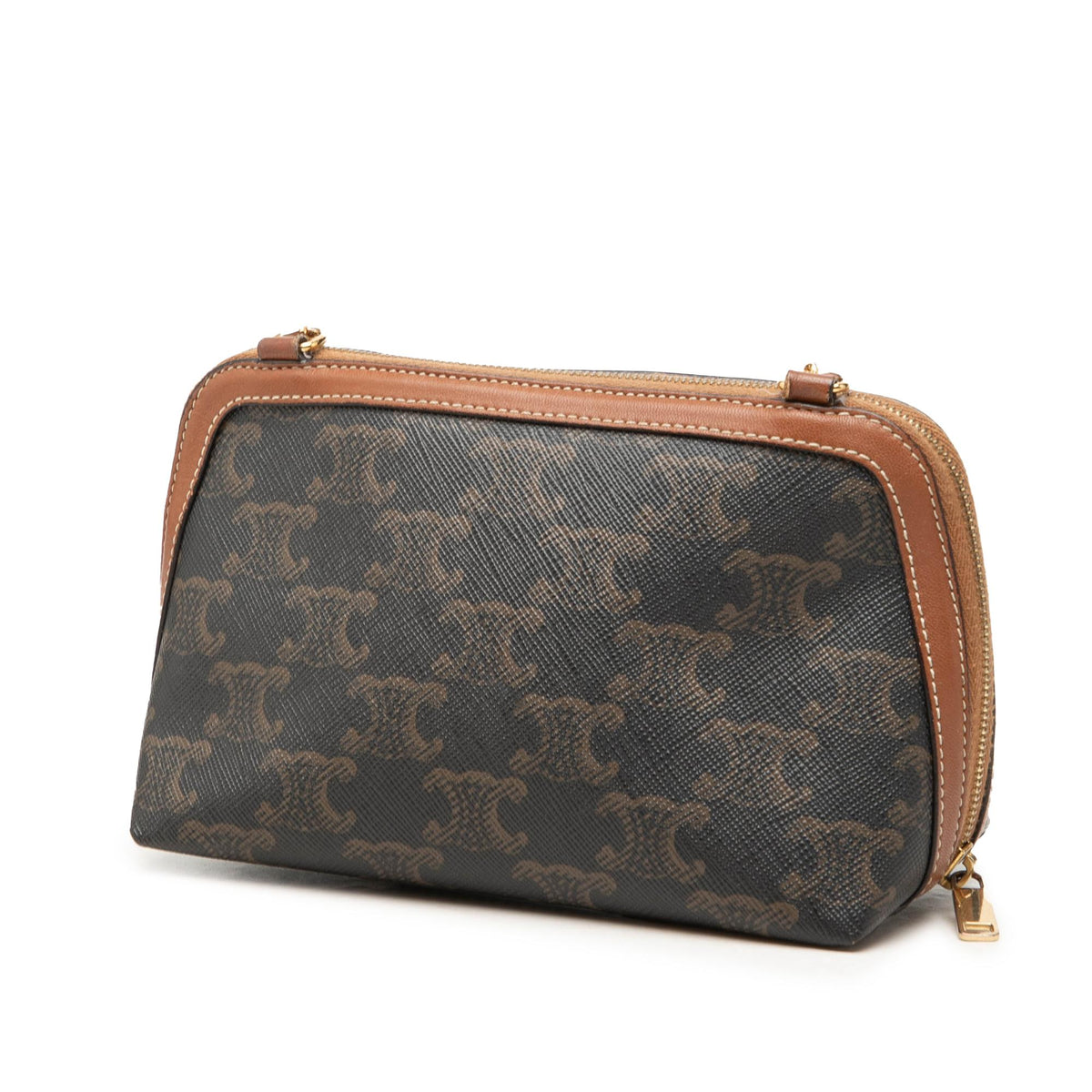Celine Triomphe Coated Canvas Clutch On Chain