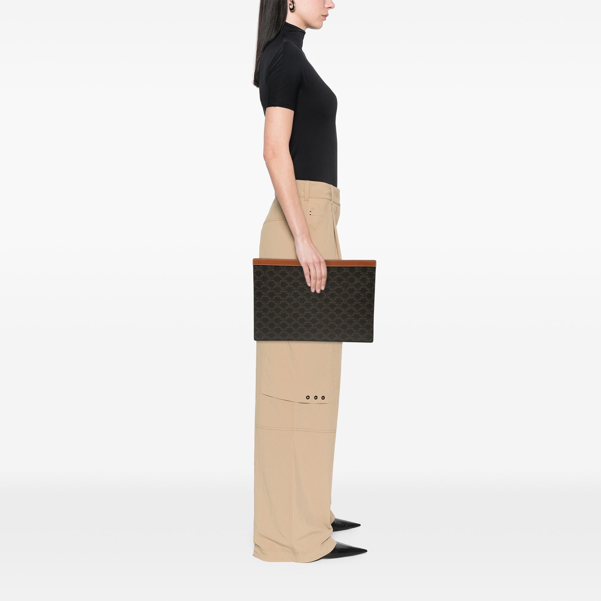 Celine Triomphe Coated Canvas Clutch