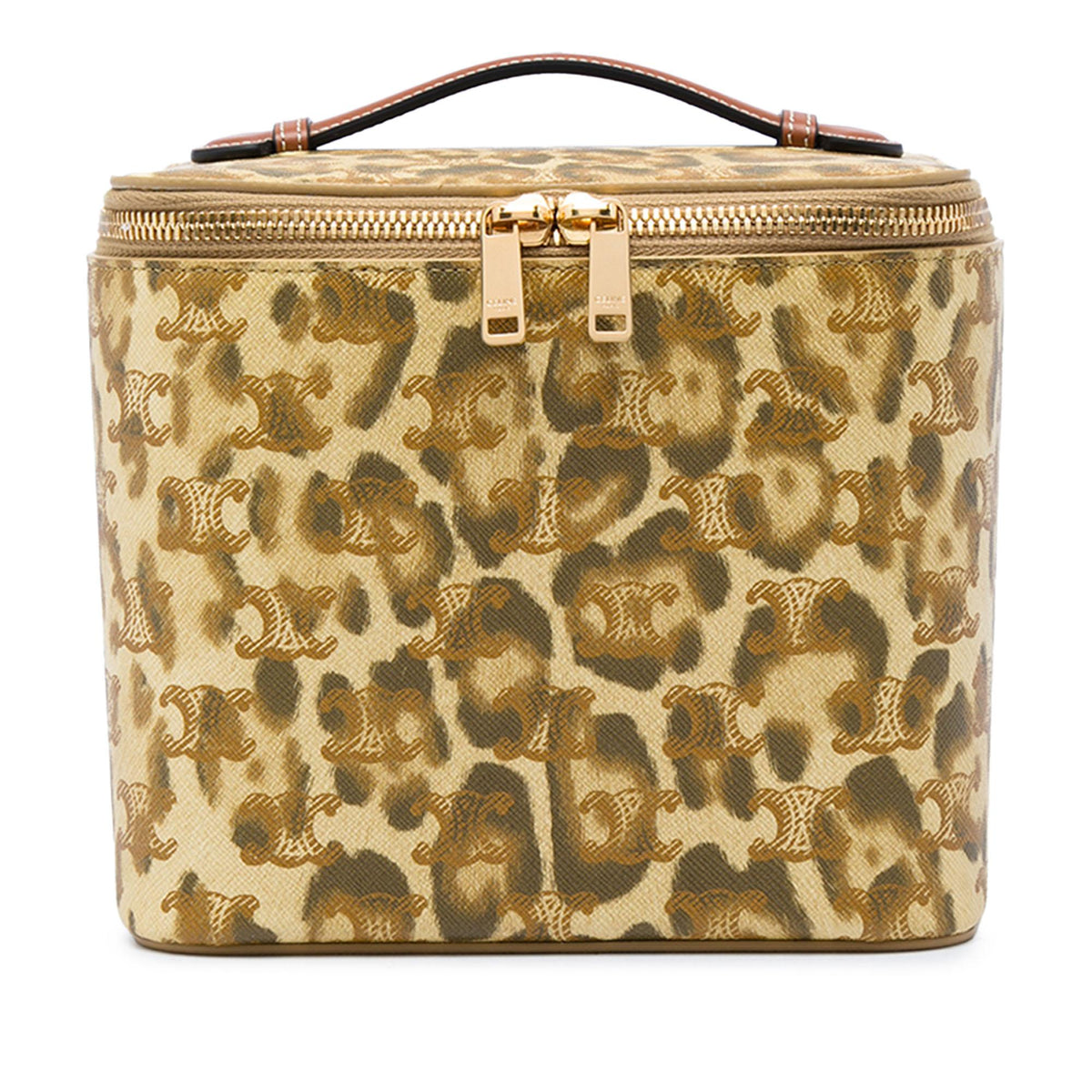 Celine Triomphe Coated Canvas Leopard Print Vanity Case