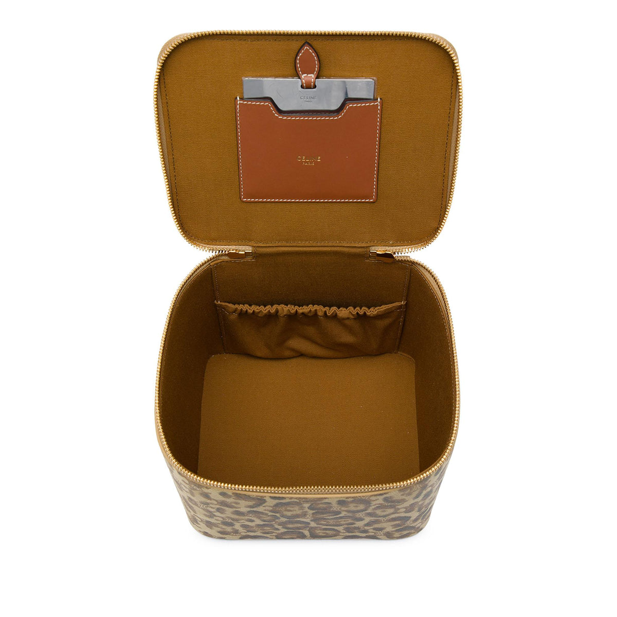 Celine Triomphe Coated Canvas Leopard Print Vanity Case
