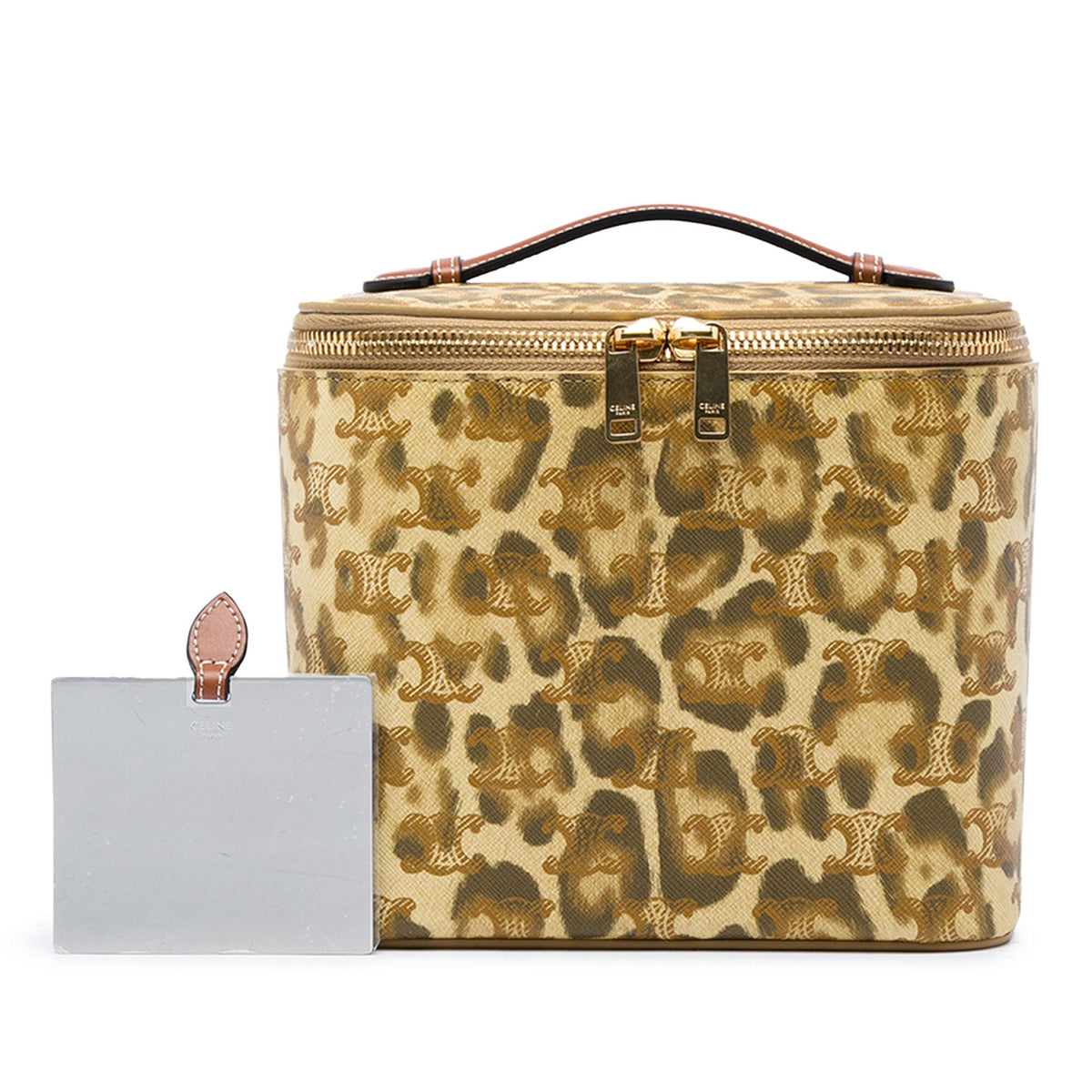 Celine Triomphe Coated Canvas Leopard Print Vanity Case