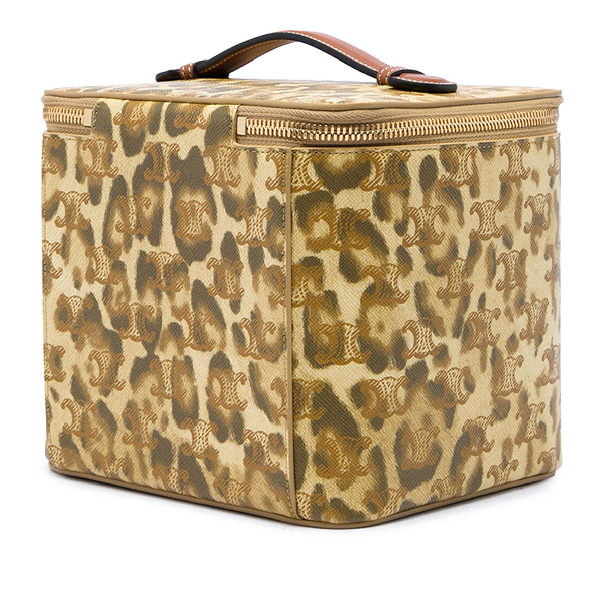 Celine Triomphe Coated Canvas Leopard Print Vanity Case