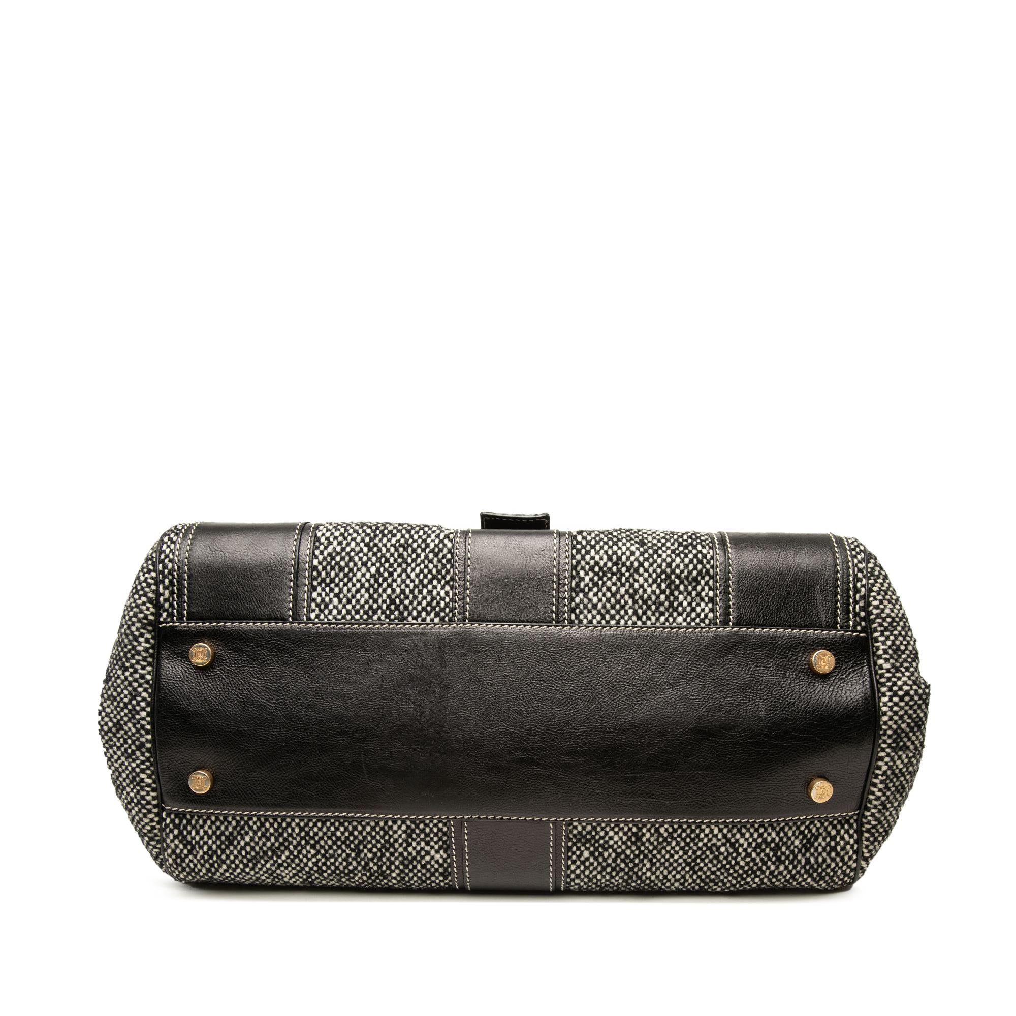Celine Tweed and Leather Ella Frame Handbag