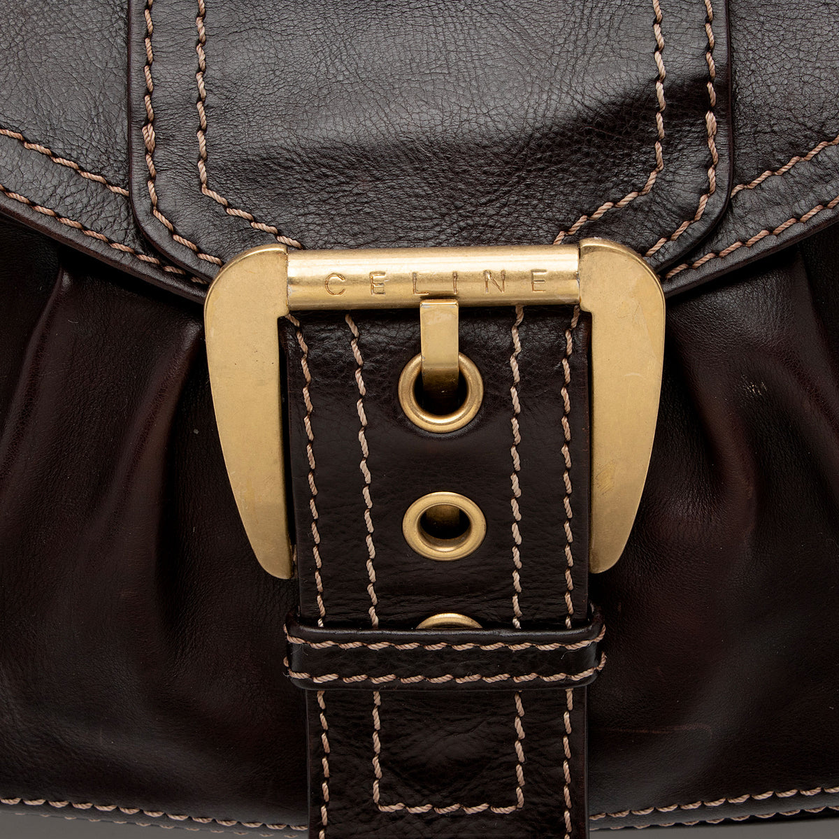 Celine Vintage Leather Buckle Shoulder Bag (SHF-2mqWEo)