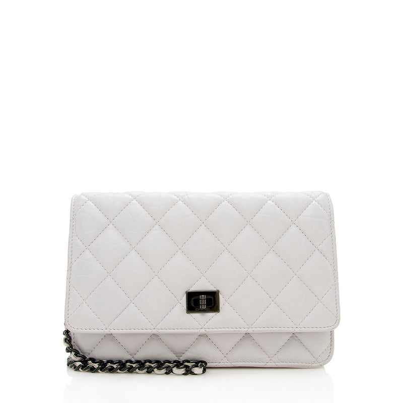 Chanel Metallic Silver Quilted Aged Calfskin Jumbo Chain Single