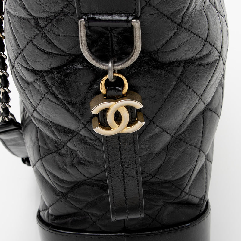 CHANEL Gabrielle Large Quilted Leather Shopping Tote Bag Black