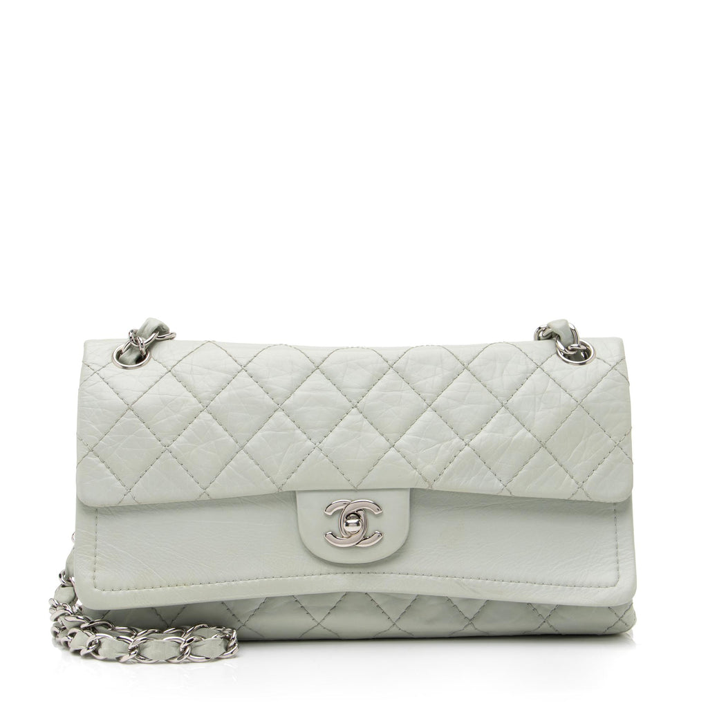 Chanel Classic Quilted Caviar Double Flap Jumbo Bag in Light Grey