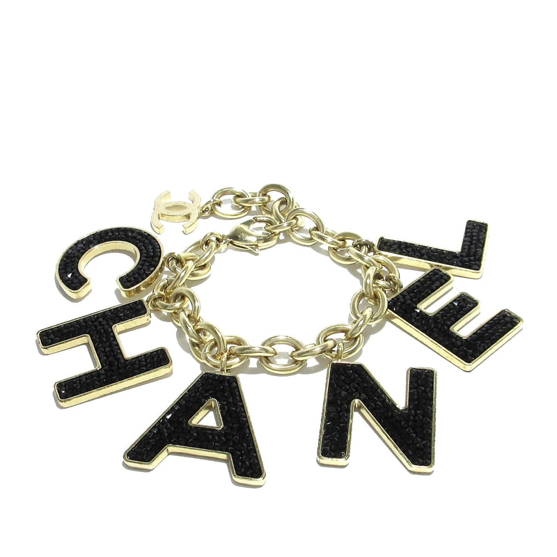 Chanel Alphabet Logo Crystal Charm Bracelet (SHG-OZCSBf)