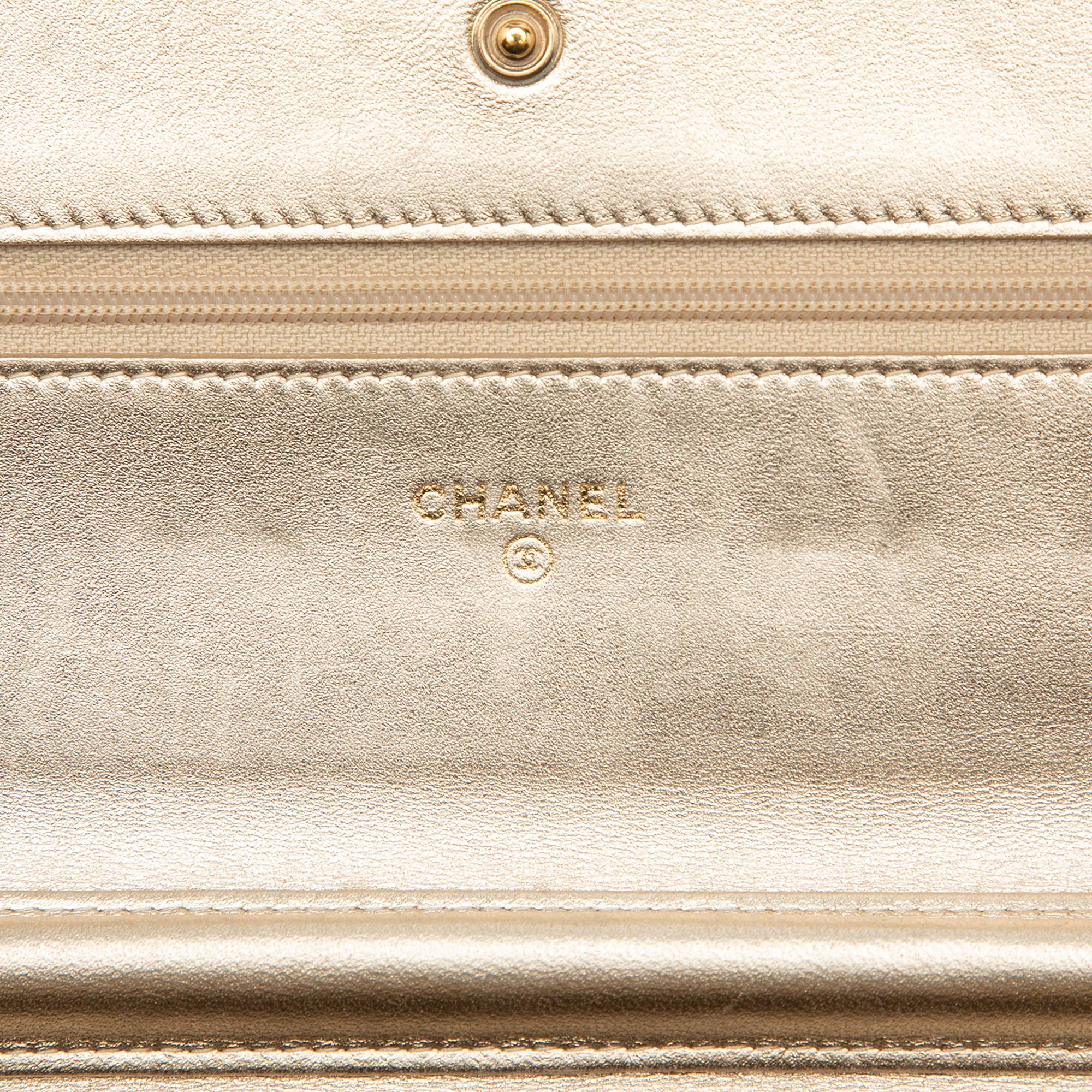 Chanel Bicolor Satin Diamond Stitch Wallet On Chain